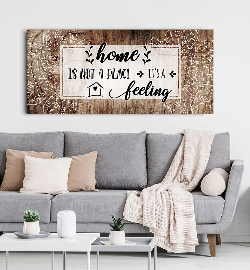 Ready-to-Hang Wood Frame Home Wall Art: Home is a Feeling, Not Just a Place V3