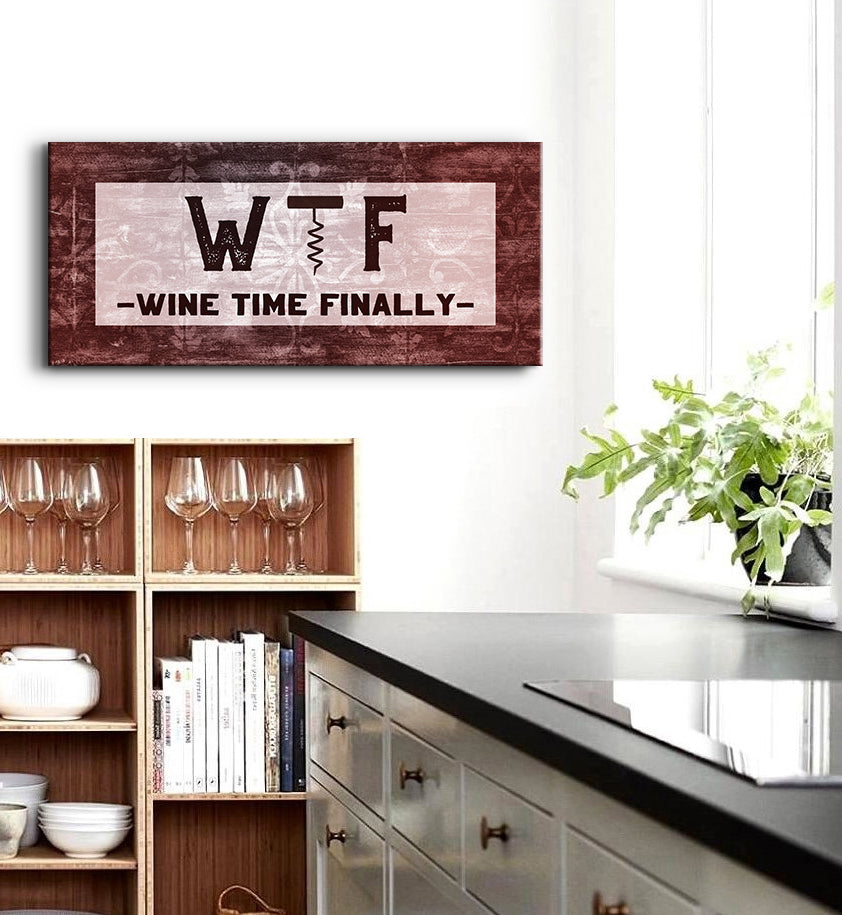 Exclusive Wine Wall Art - Wine Time Finally (Wood Frame, Ready To Hang) - Buy 2 Save 20%