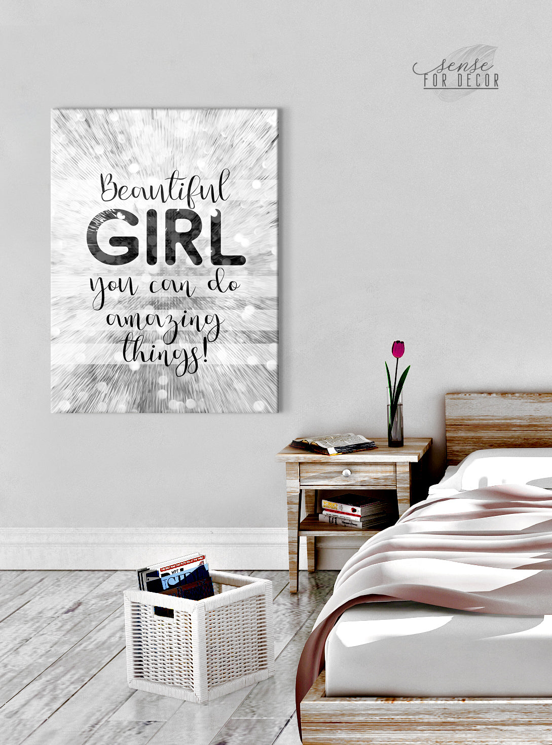 Exclusive Teen Wall Art: 'You Can Do Amazing Things' Beautiful Girl (Wood Frame, Ready to Hang)
