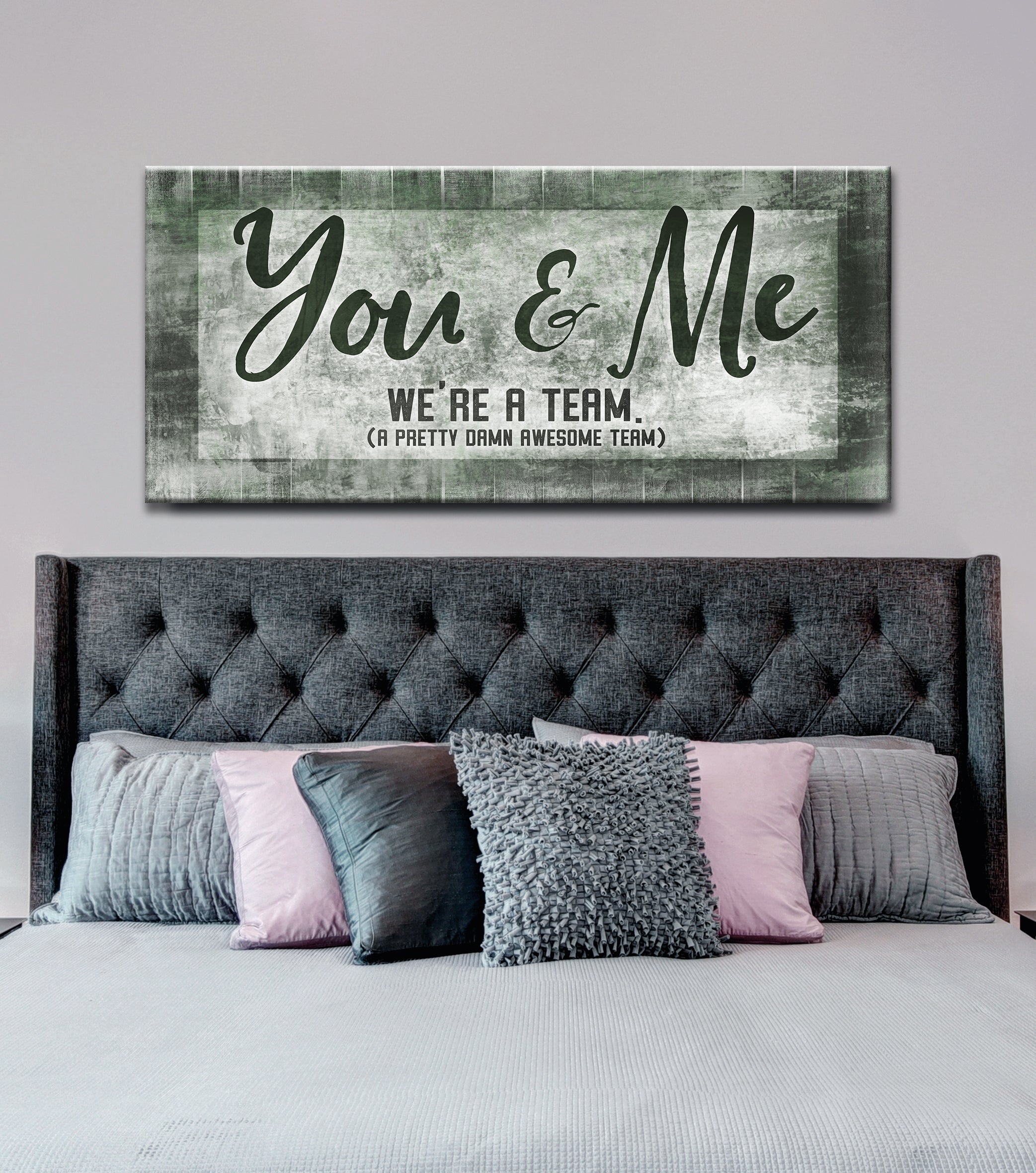 High - Quality Couples Wall Art: 'You & Me, A Perfect Team' with Wood Frame, Ready to Hang