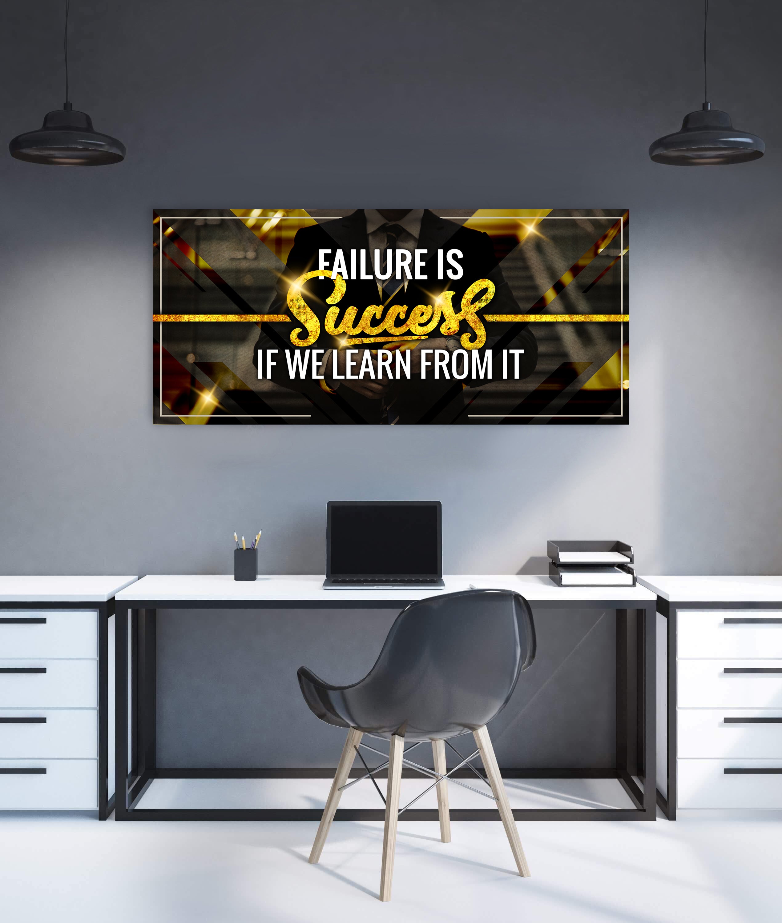 Inspiring Wood-Frame Wall Art: Learn from Failure, Embrace Success (Ready to Hang)