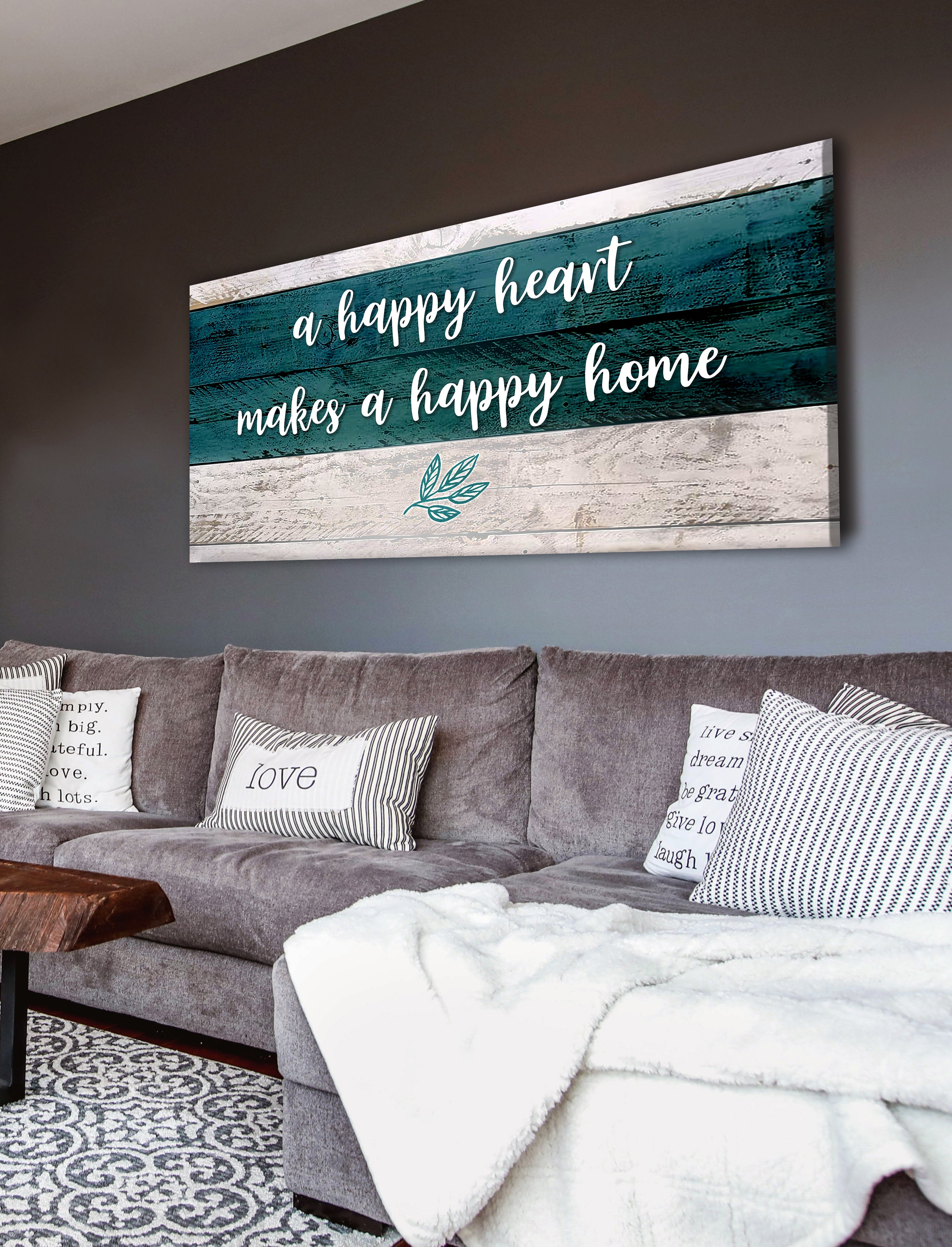 Ready-to-Hang Wood Frame Home Wall Art: A Joyful Heart Builds a Happy Home