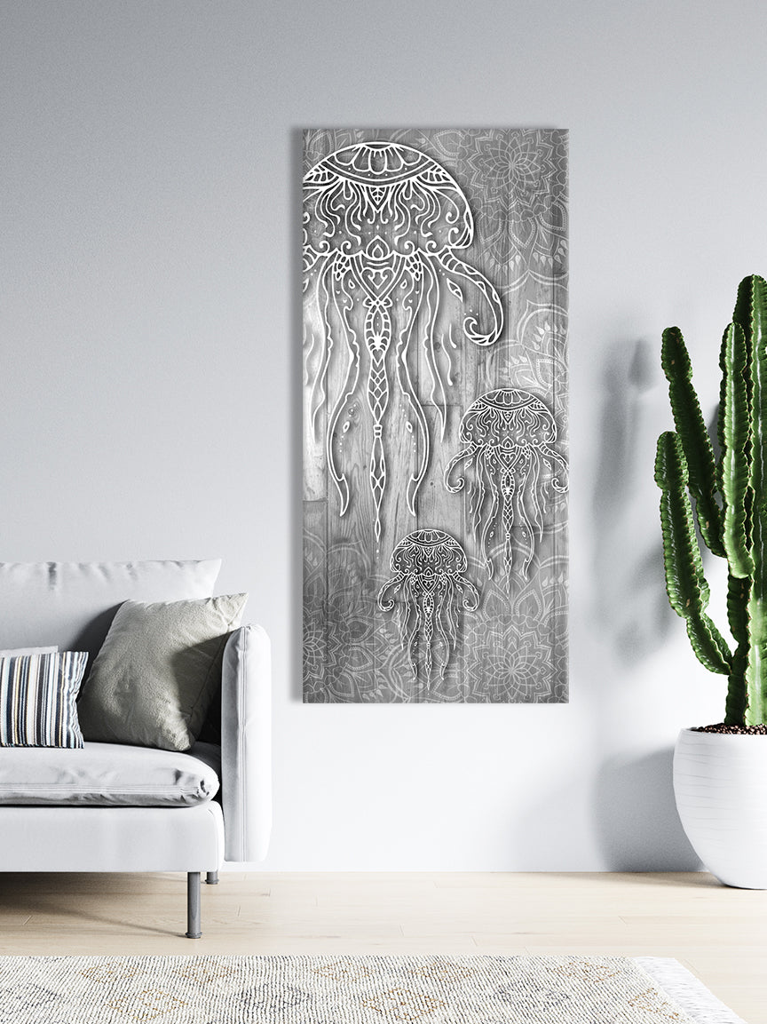 Boho Jellyfish Home Wall Art: Wood Frame, Ready to Hang - Buy 2, Save 20%