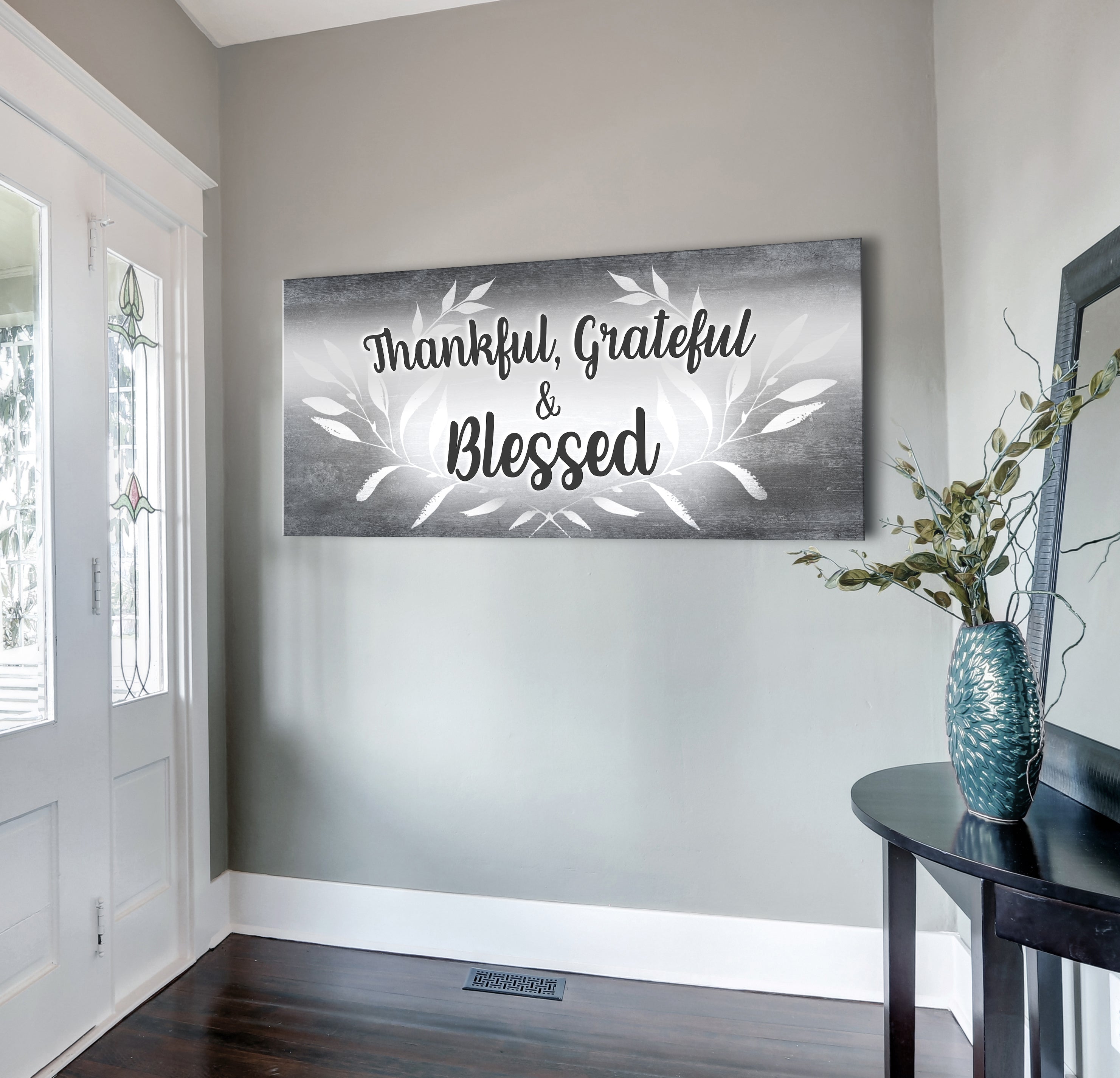 High - Quality Christian Thankful Grateful Blessed Wall Art V4 with Wood Frame, Ready to Hang