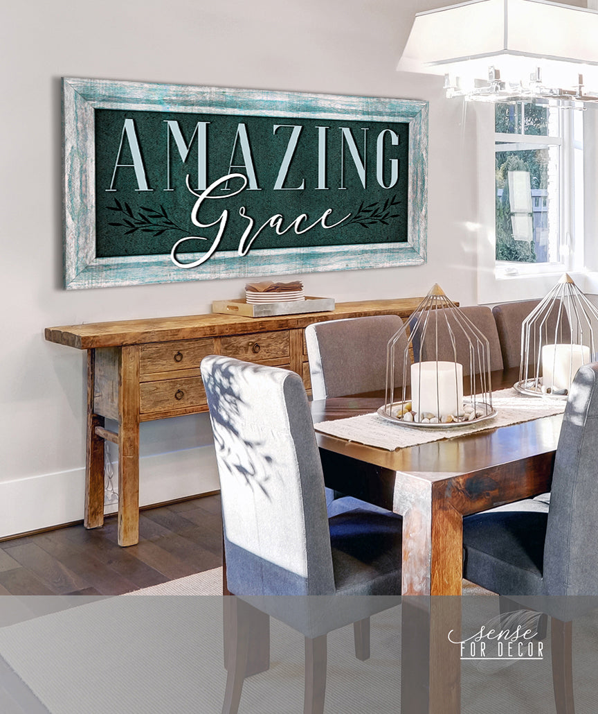 Christian Wall Art: Amazing Grace V12 - Wood Frame, Ready to Hang! Buy 2, Save 20%