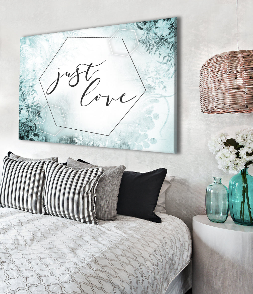 High - Quality Couples Wall Art 'Just Love' with Wood Frame, Ready to Hang