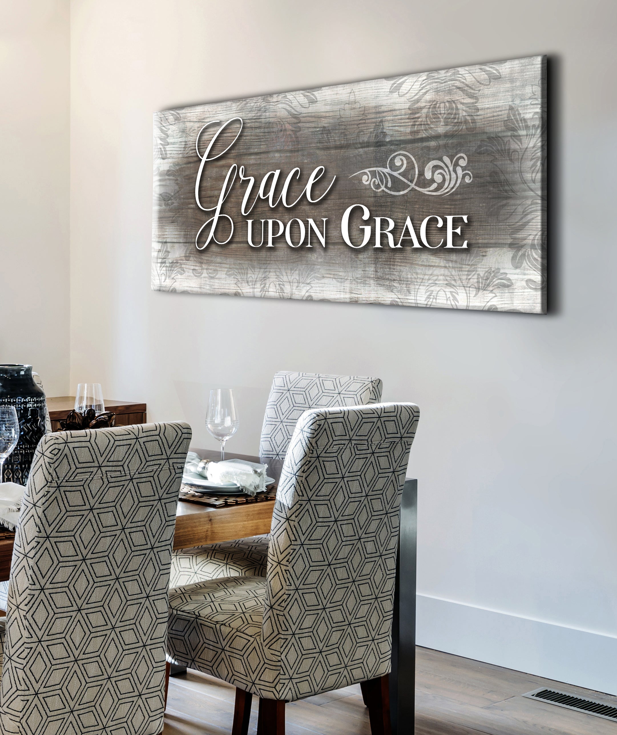 Christian Wall Art: Grace Upon Grace - Wood Frame, Ready to Hang! Buy 2, Save 20%
