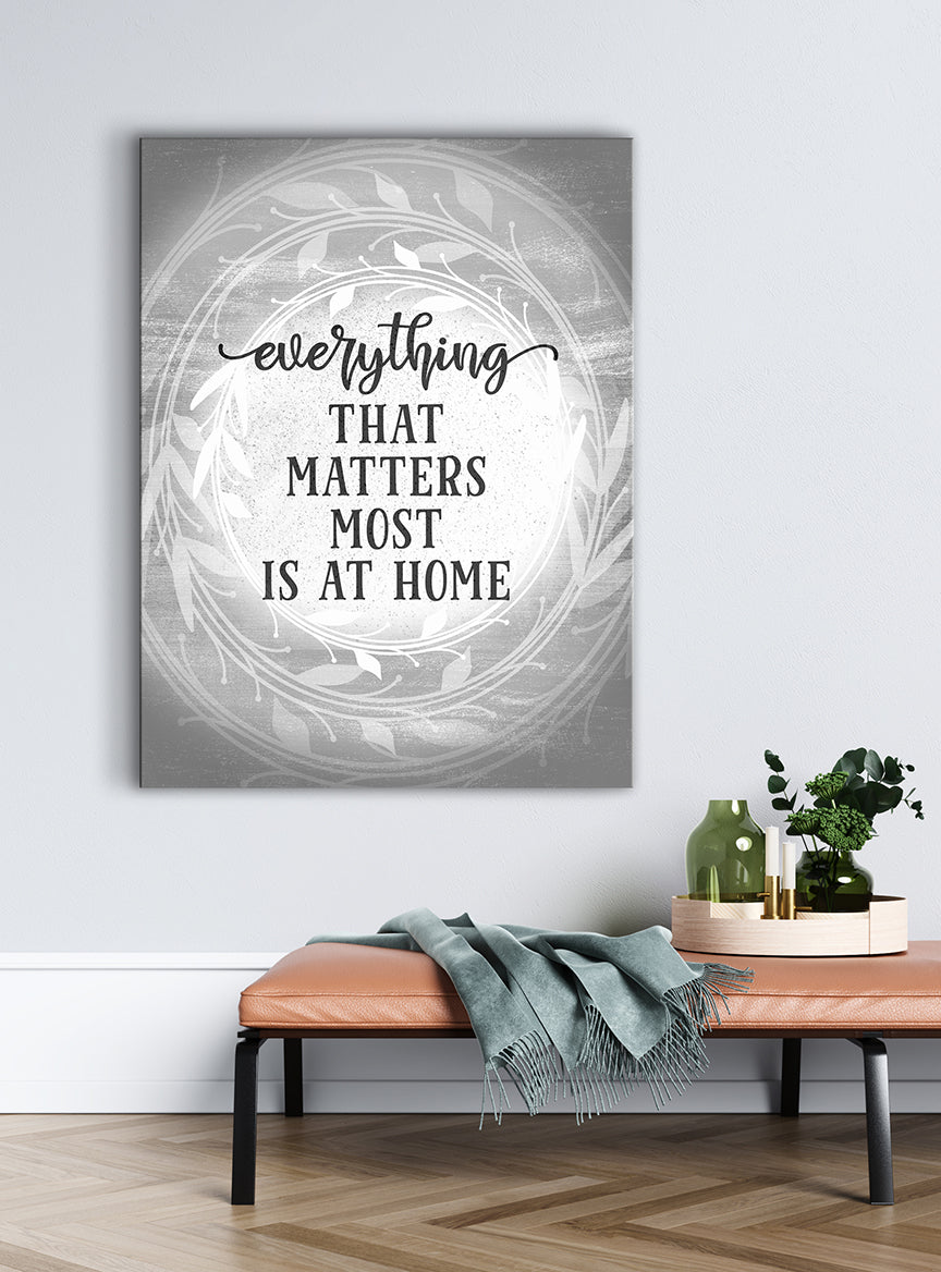 High - Quality Wood - Framed Home Wall Art: All That Matters Is at Home V2 (Ready To Hang)
