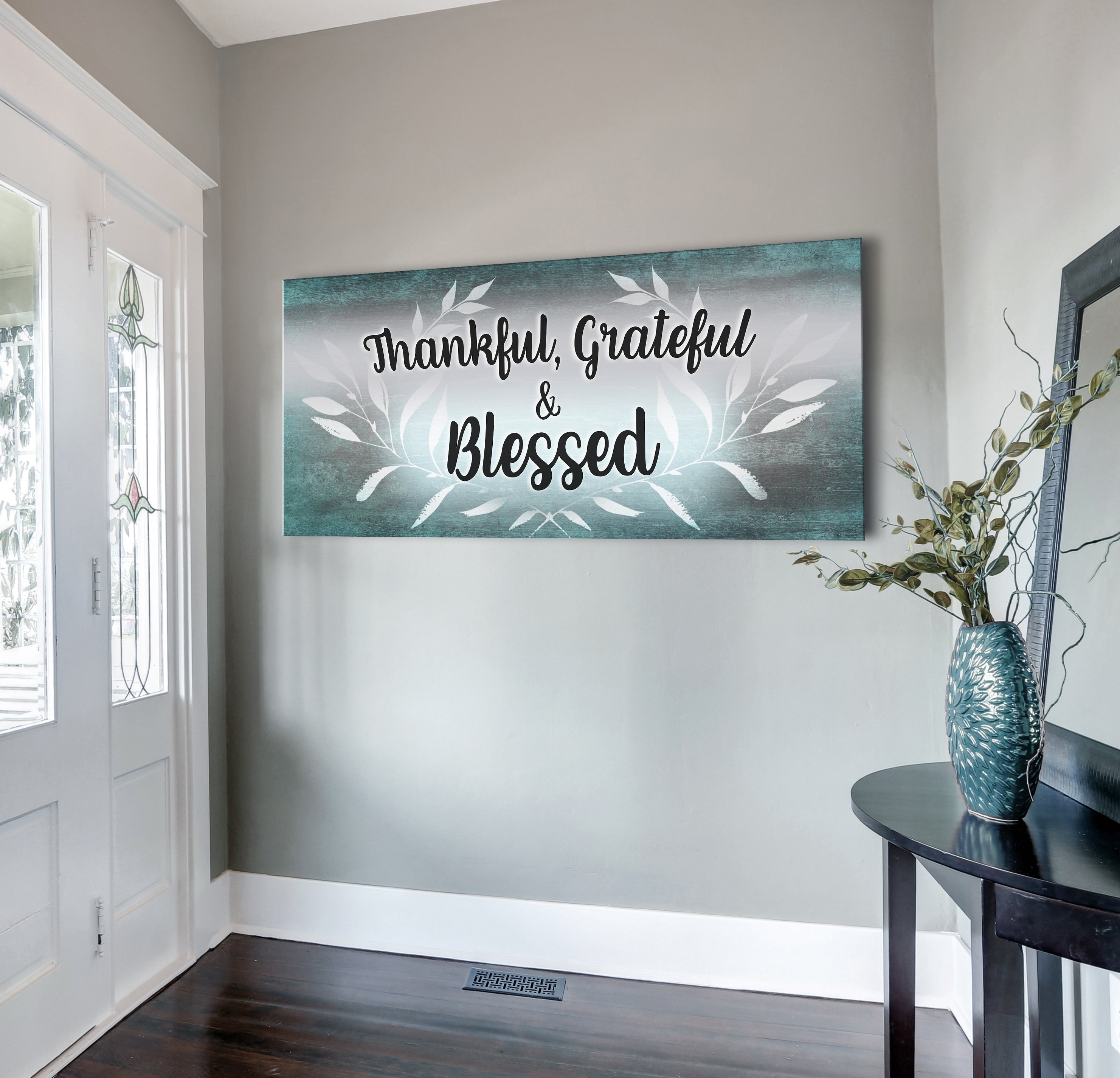 High - Quality Christian Thankful Grateful Blessed Wall Art V4 with Wood Frame, Ready to Hang