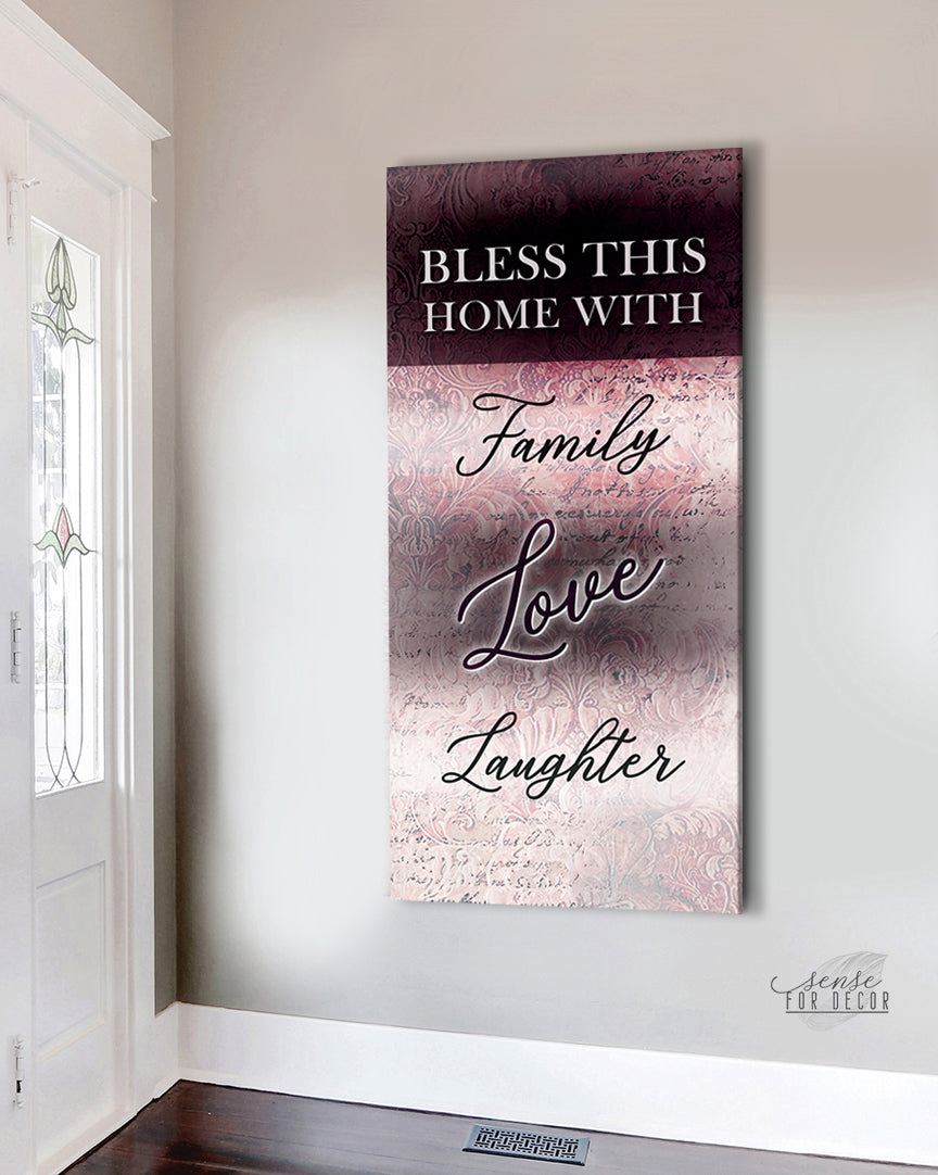 Exclusive! Bless This Home Wall Art with Family Love (Wood Frame, Ready to Hang)