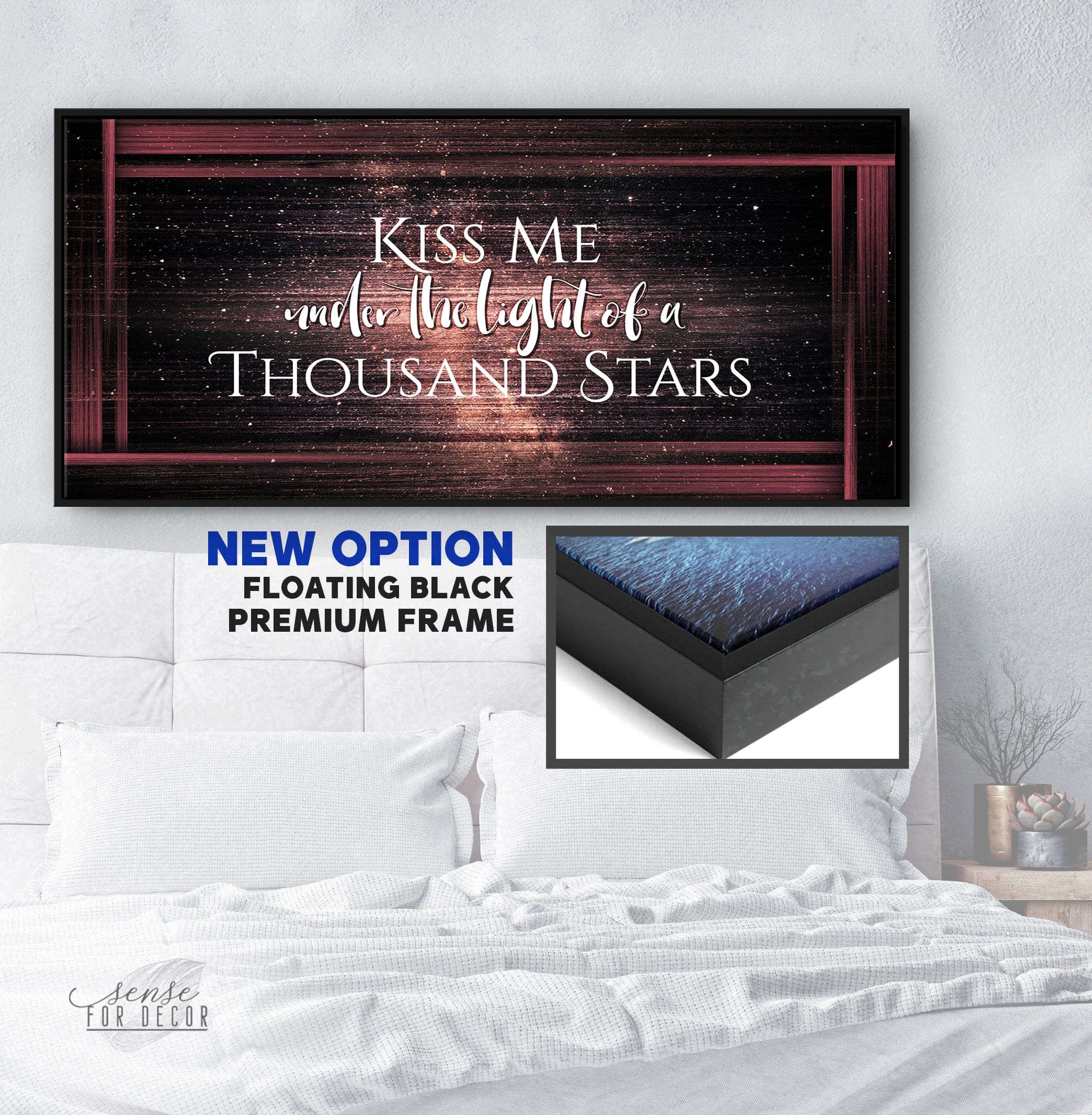 Ready - to - Hang Wood - Framed Couples Wall Art: Kiss Under A Thousand Star Lights V2