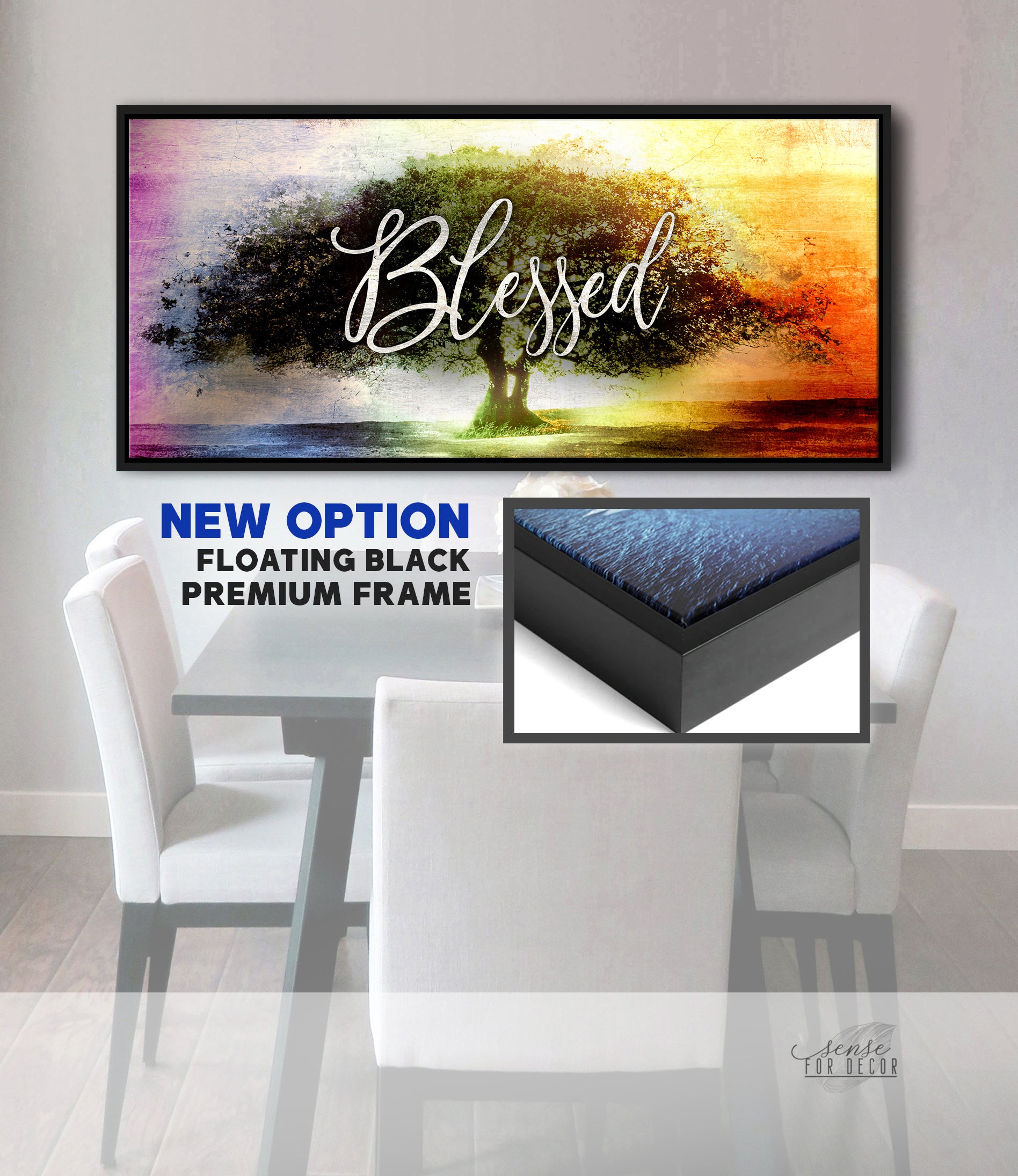Nature Wall Art: High - Quality Big Seasonal Tree with Wood Frame, Ready to Hang