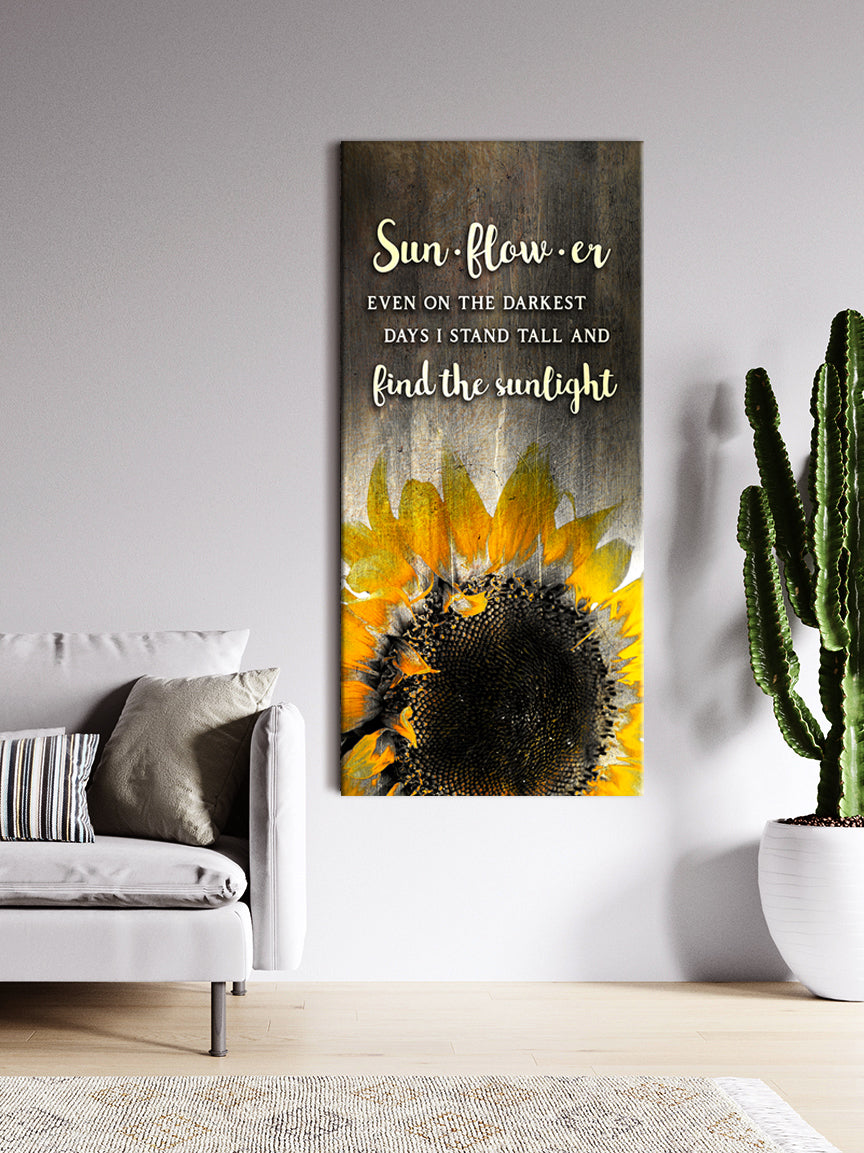 Christian Sunflower Wall Art: Stand Tall Even on the Darkest Days - Buy 2, Save 20%