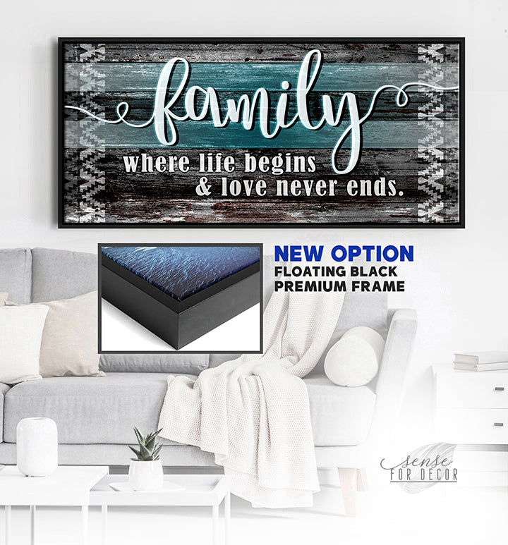 Ready-to-Hang Wood Frame Home Wall Art: Family, Where Life Starts and Love Never Ends