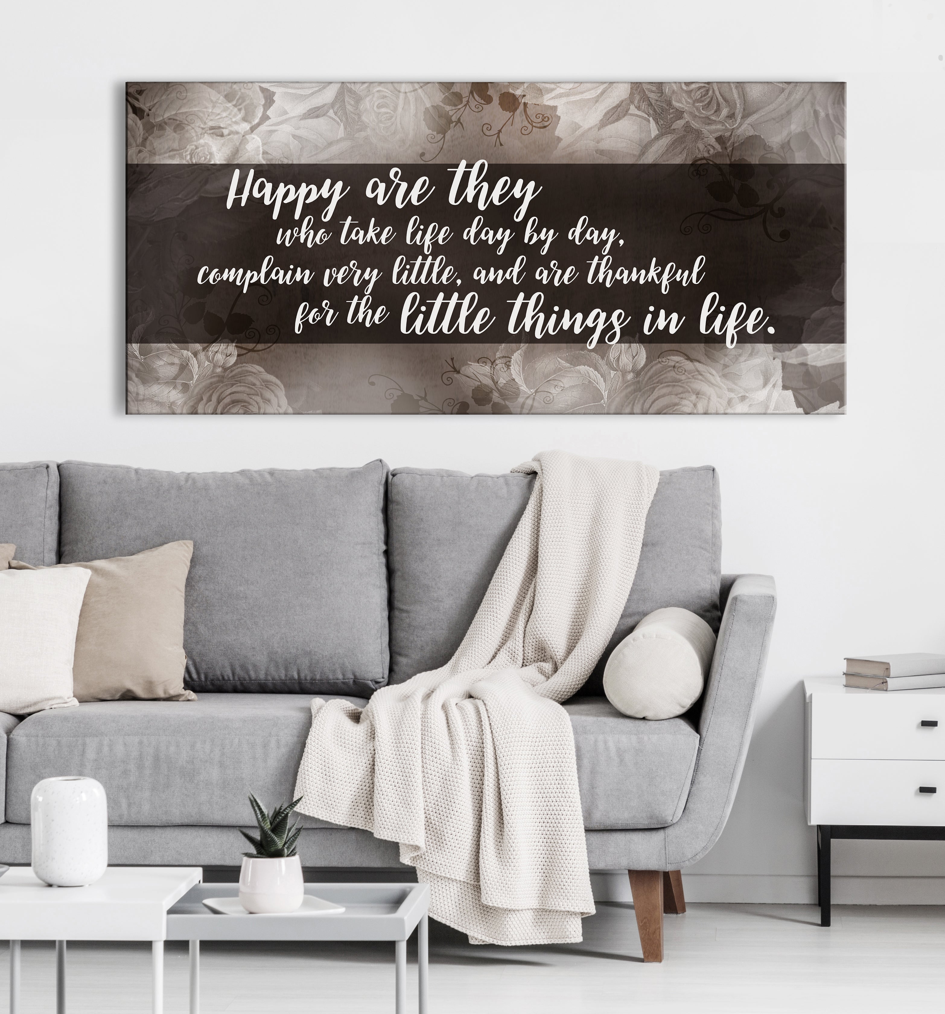 High - Quality Wood - Framed Wall Art: 'Happy Are They Who Take Life' Ready to Hang