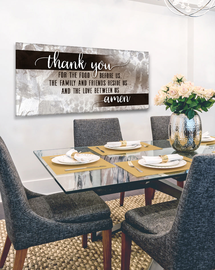 High - Quality Christian 'Thank You For The Food' Wall Art with Wood Frame, Ready to Hang