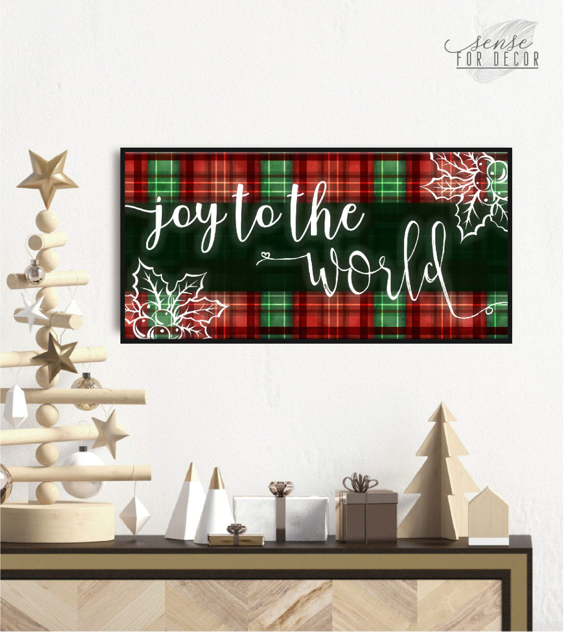 Holiday Decor: Ready-to-Hang 'Joy To The World V2' Wall Art with Wood Frame - Buy 2, Save 20%