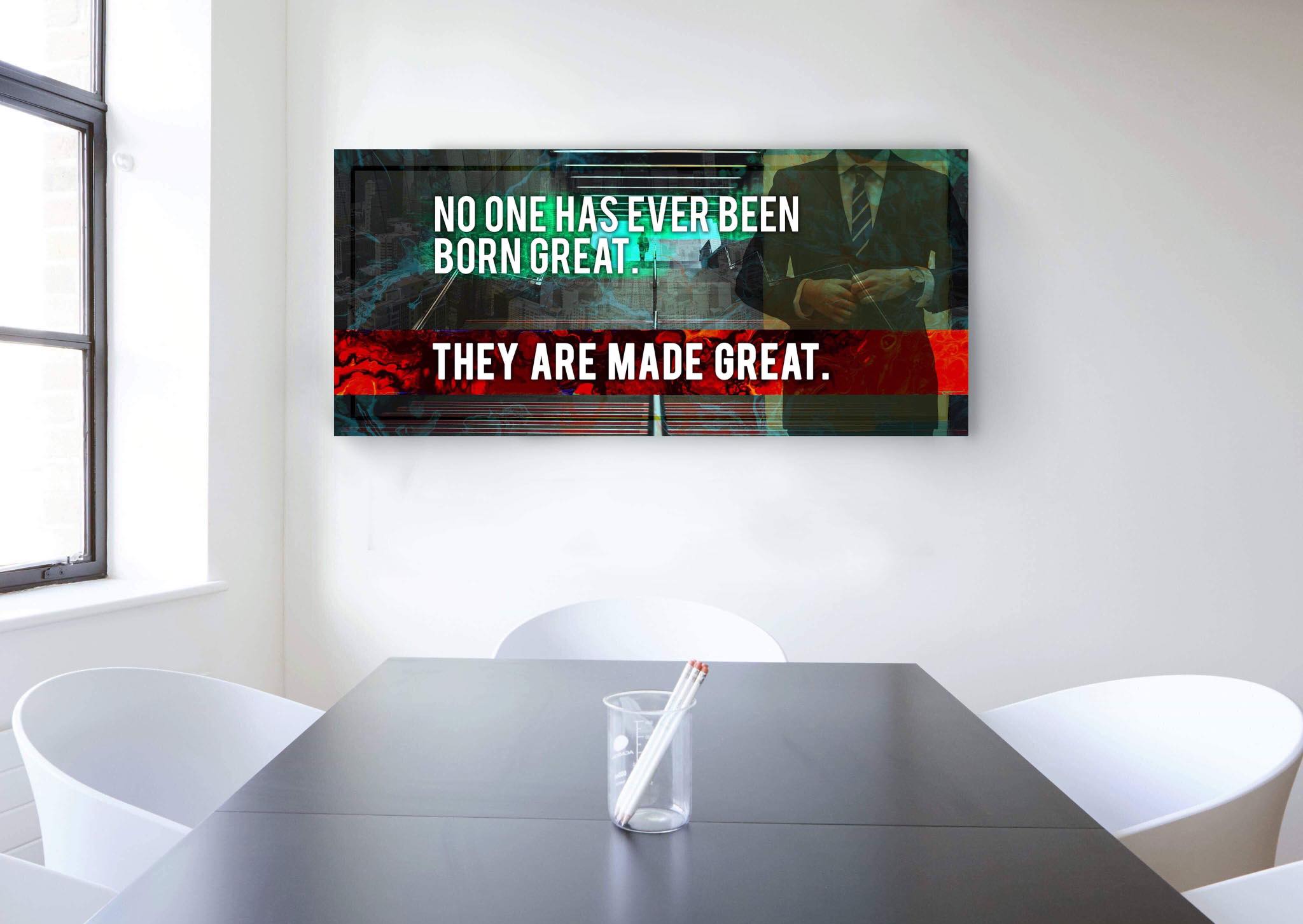 Inspiring Wall Art: No One Is Born Great (Ready-to-Hang Wood Frame)