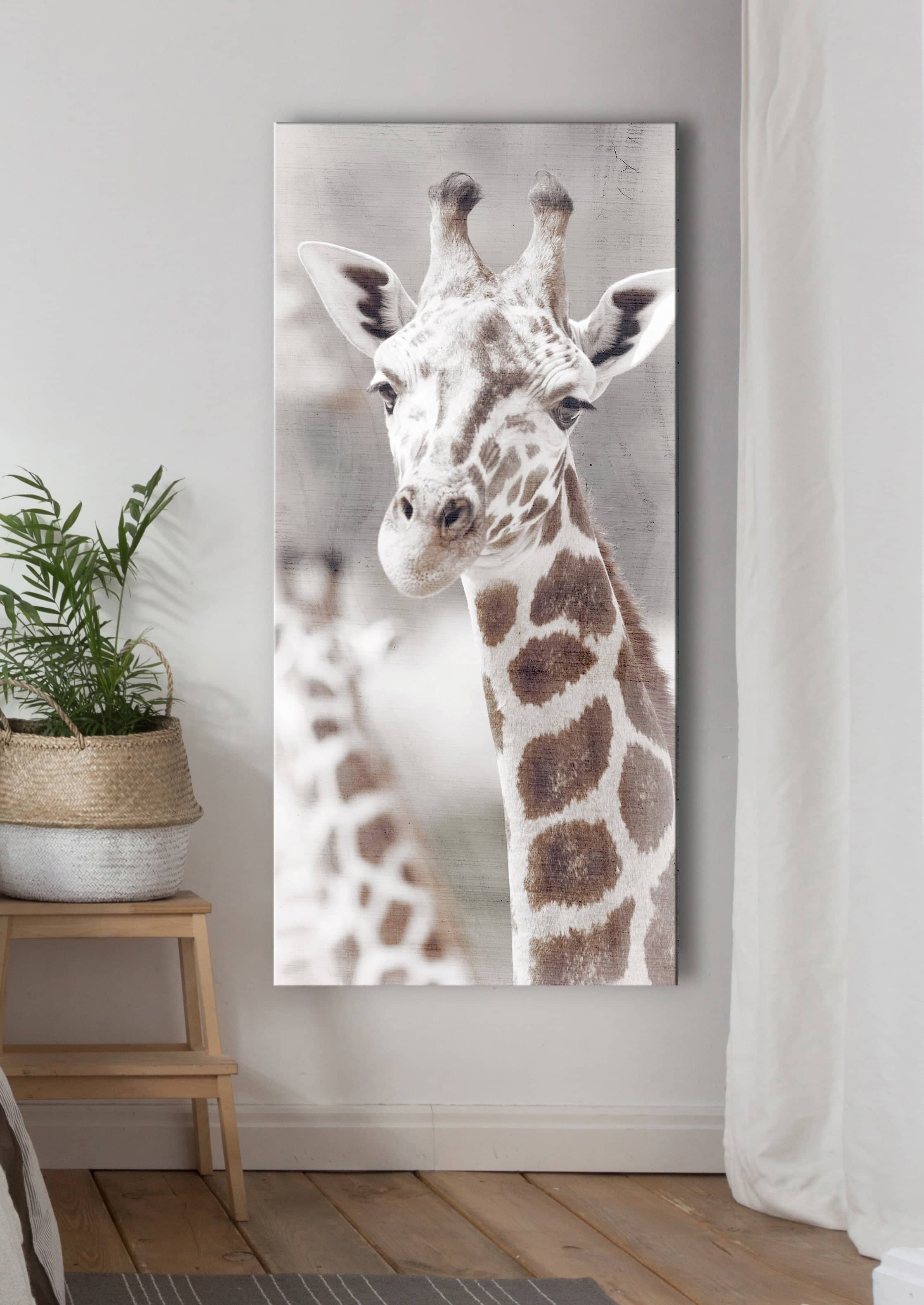 High - Quality Giraffe Face Animal Wall Art with Wood Frame, Ready to Hang