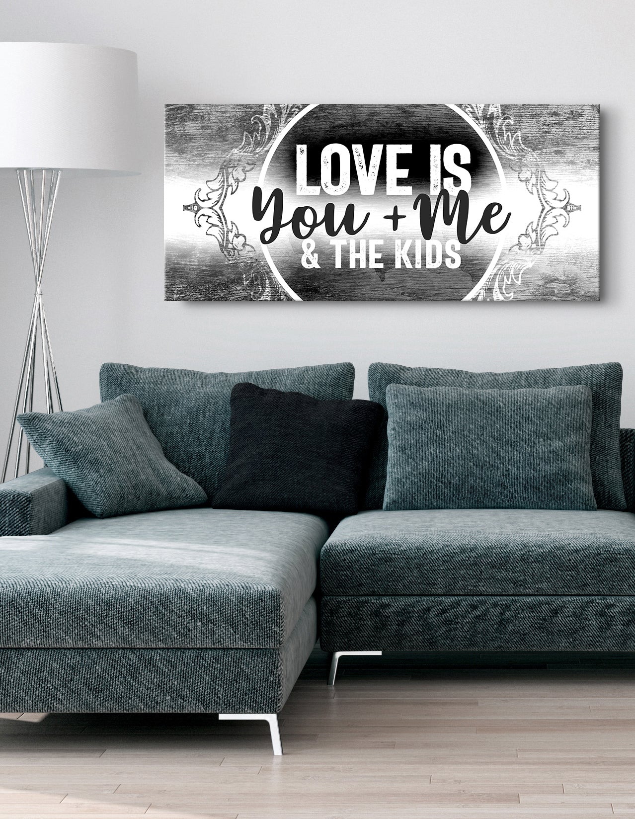 High - quality Wood - framed Couples Wall Art: Love with You, Me and the Kids (Ready to Hang)