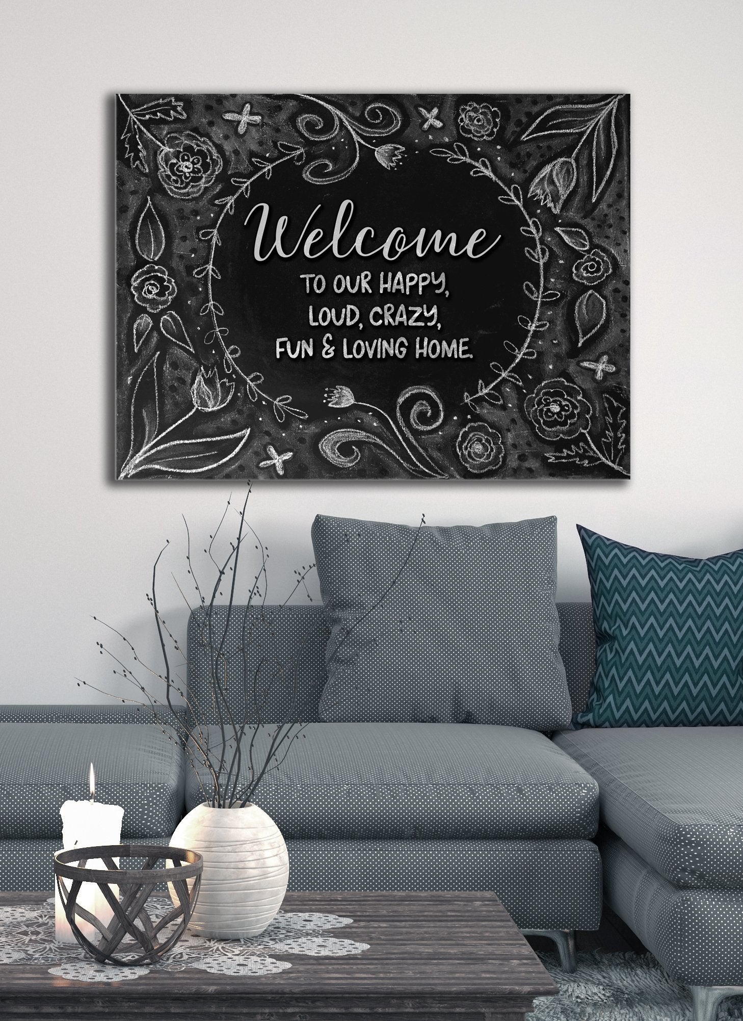 Ready-to-Hang Wood Frame Kitchen Wall Art: Welcome to Our Joyful, Loving Home