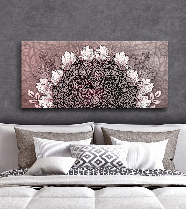 Ready-to-Hang Boho Mandala Wall Art V11 with Wood Frame