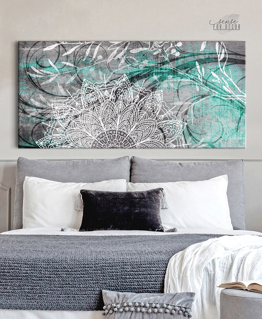 Hot Deal! Boho Mandala Swirls Home Wall Art with Wood Frame, Ready to Hang