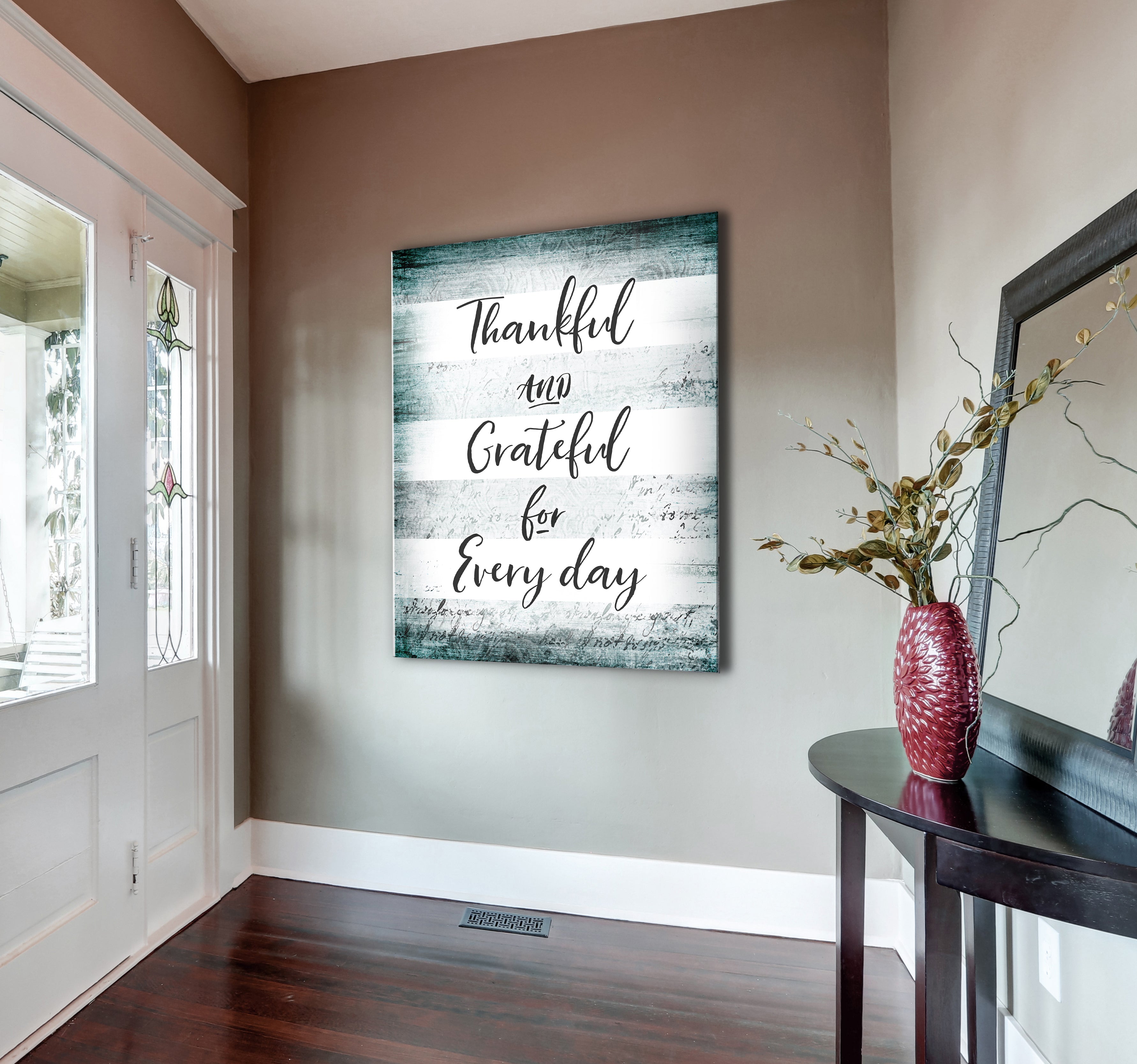 Christian Wall Art: Thankful & Grateful V2 (Wood Frame, Ready To Hang) - Buy 2, Save 20%