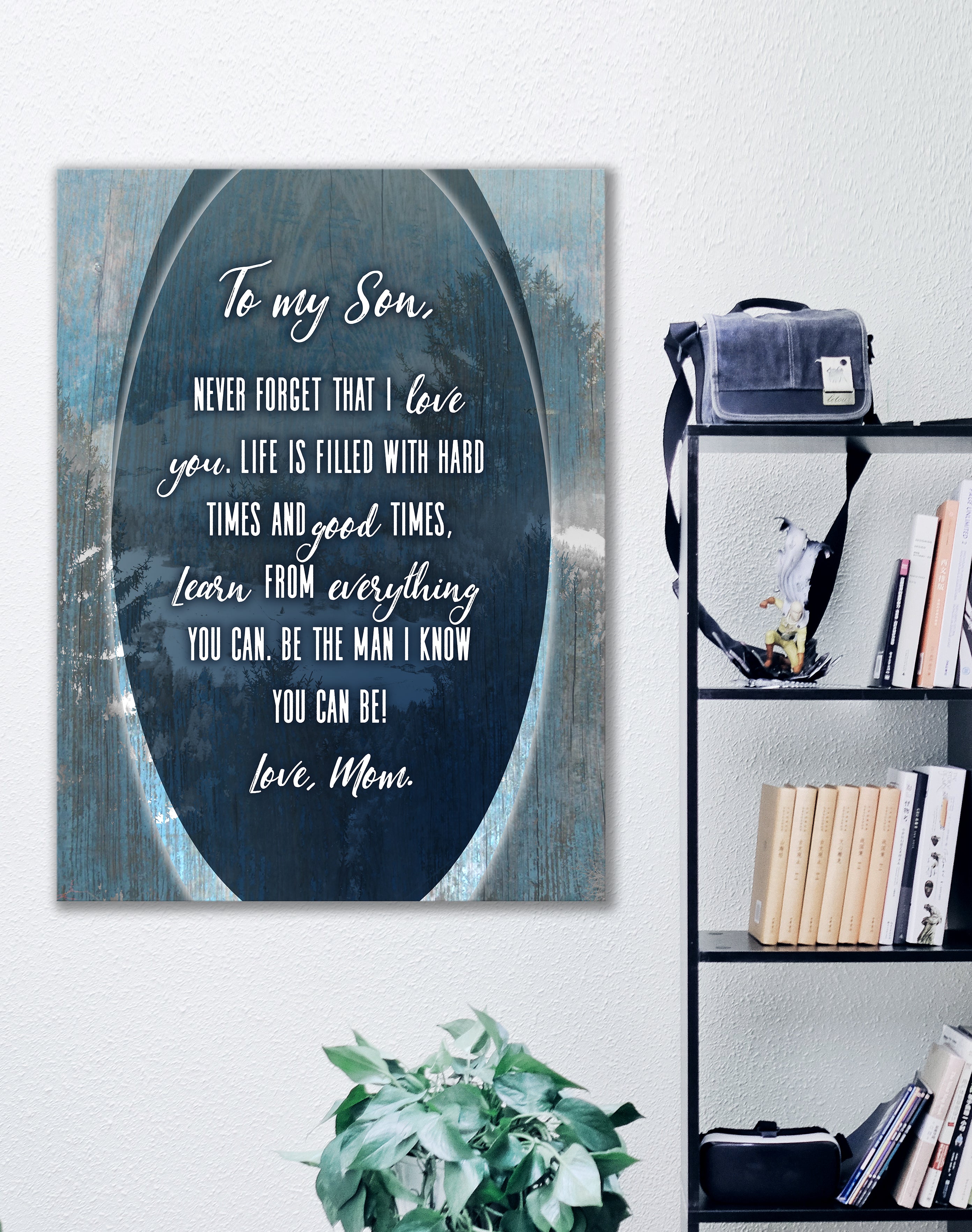 Limited-Time Offer! Mom Wall Art - 'To My Son, Love Mom' with Wood Frame, Ready to Hang