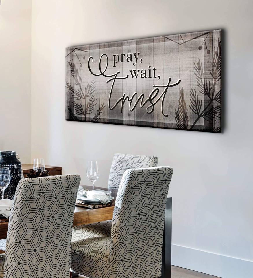 Christian Pray Wait Trust Wall Art V2 - Wood Frame, Ready to Hang! Buy 2 Save 20%