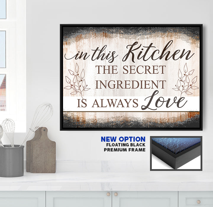 High - Quality Wood - Framed Kitchen Wall Art: The Secret Ingredient, Ready To Hang