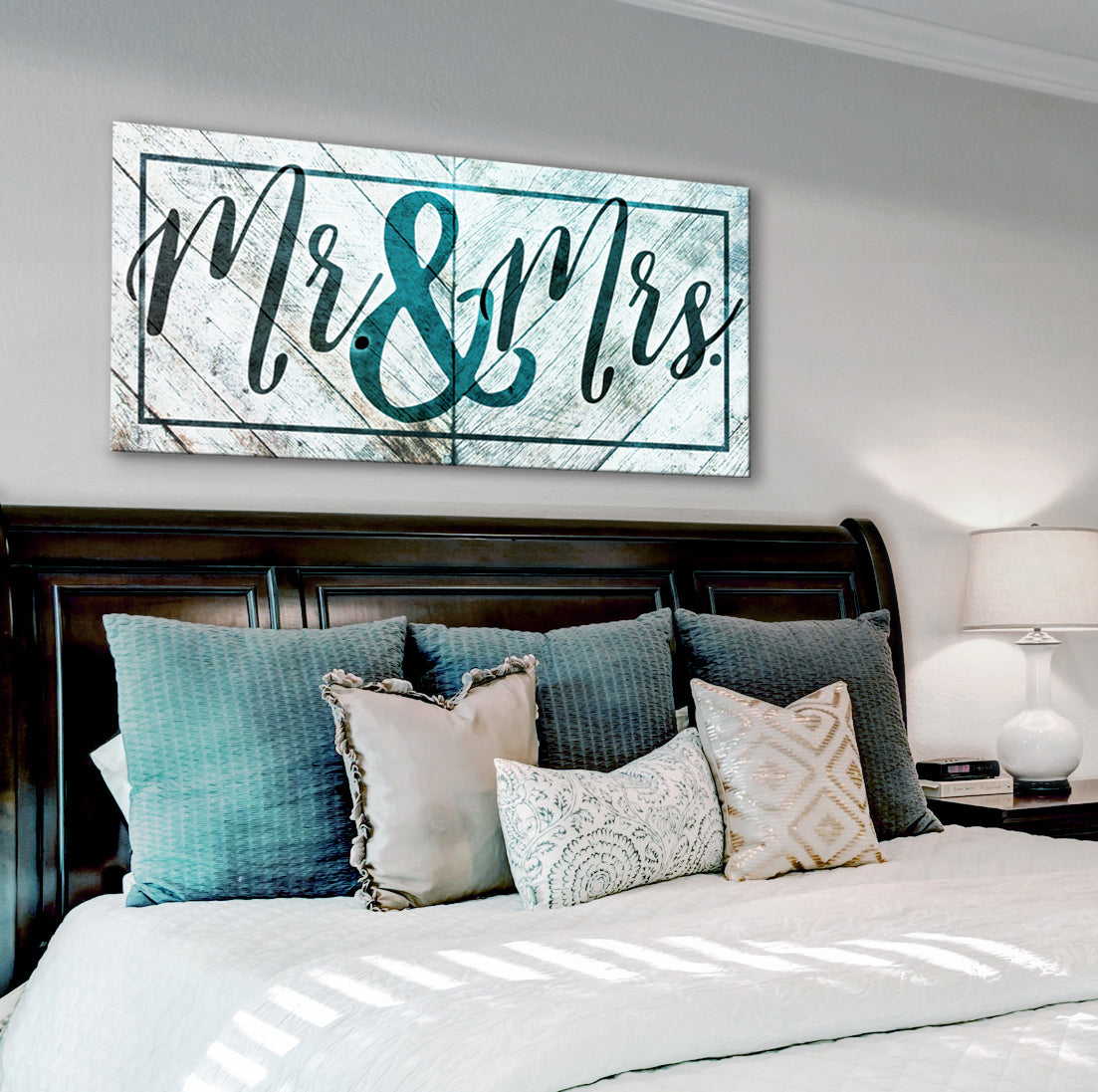 Hot Deal! Couples Wall Decor - Mr & Mrs Wood Frame Wall Art Ready To Hang