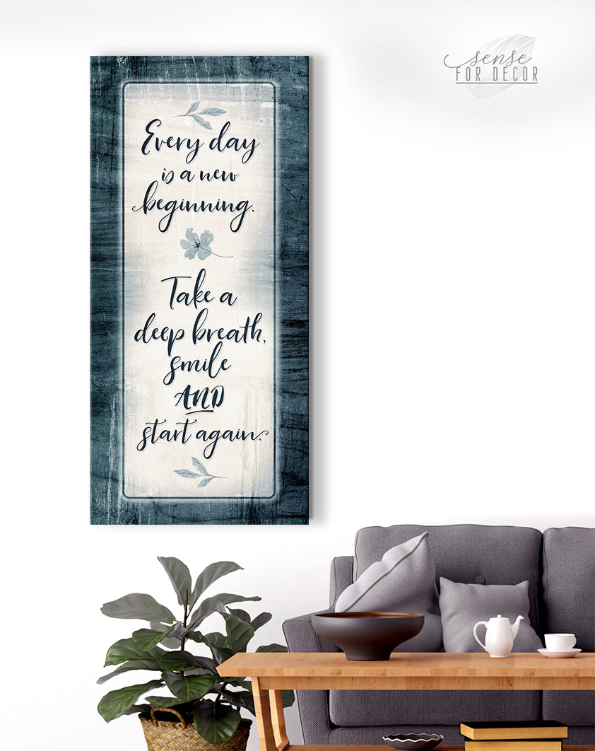 Hot Deal! Inspire Wall Art - 'Every Day is a New Beginning V2' with Wood Frame, Ready to Hang