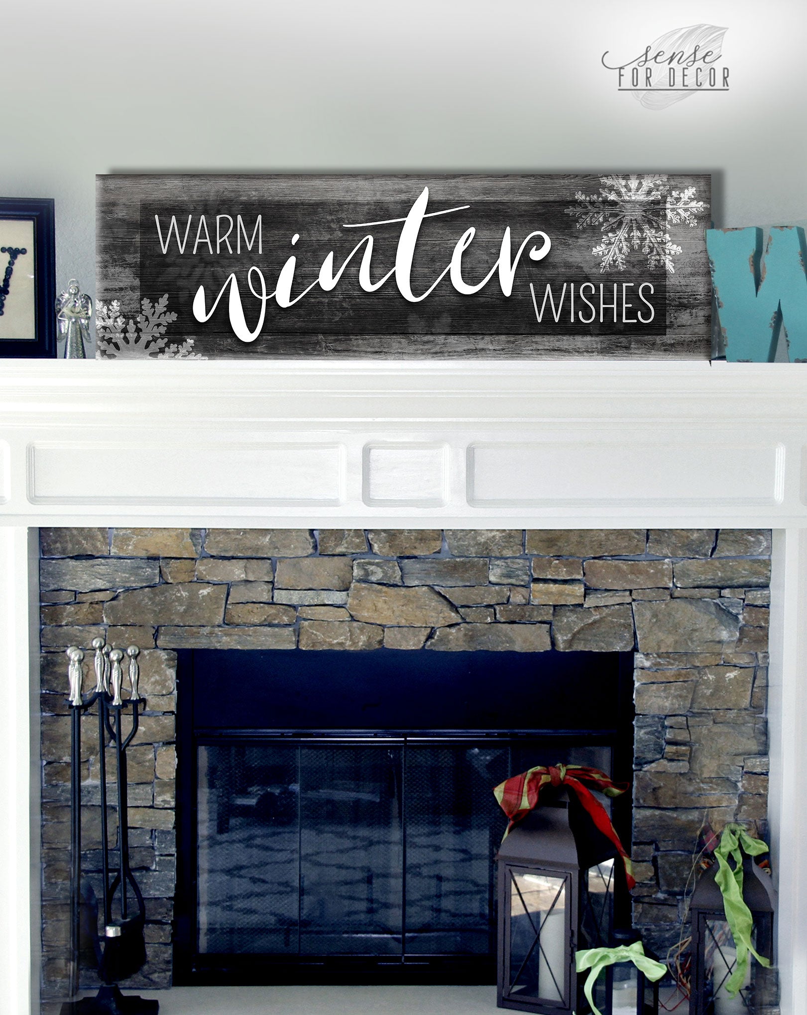 Hot Deal! Warm Winter Wishes Holiday Wall Art with Wood Frame, Ready to Hang