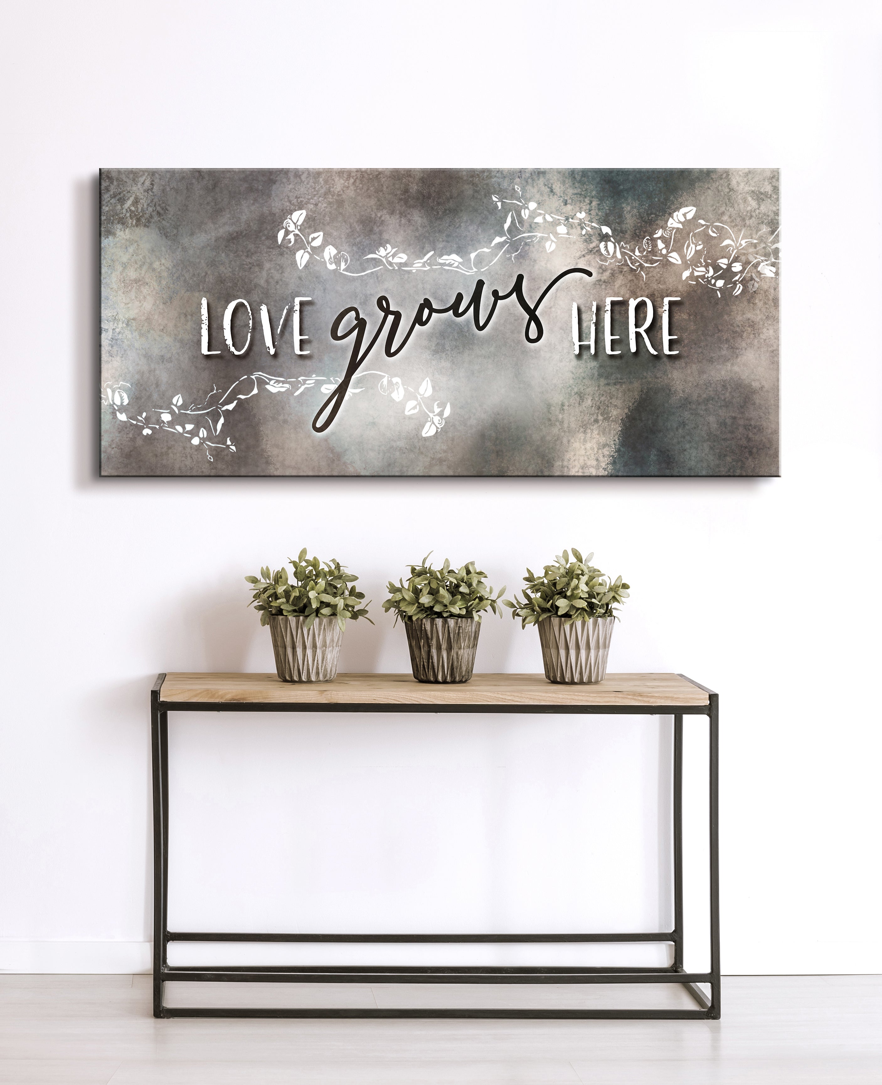 Hot! Ready - To - Hang Love Grows Here V2 Home Wall Art with Wood Frame