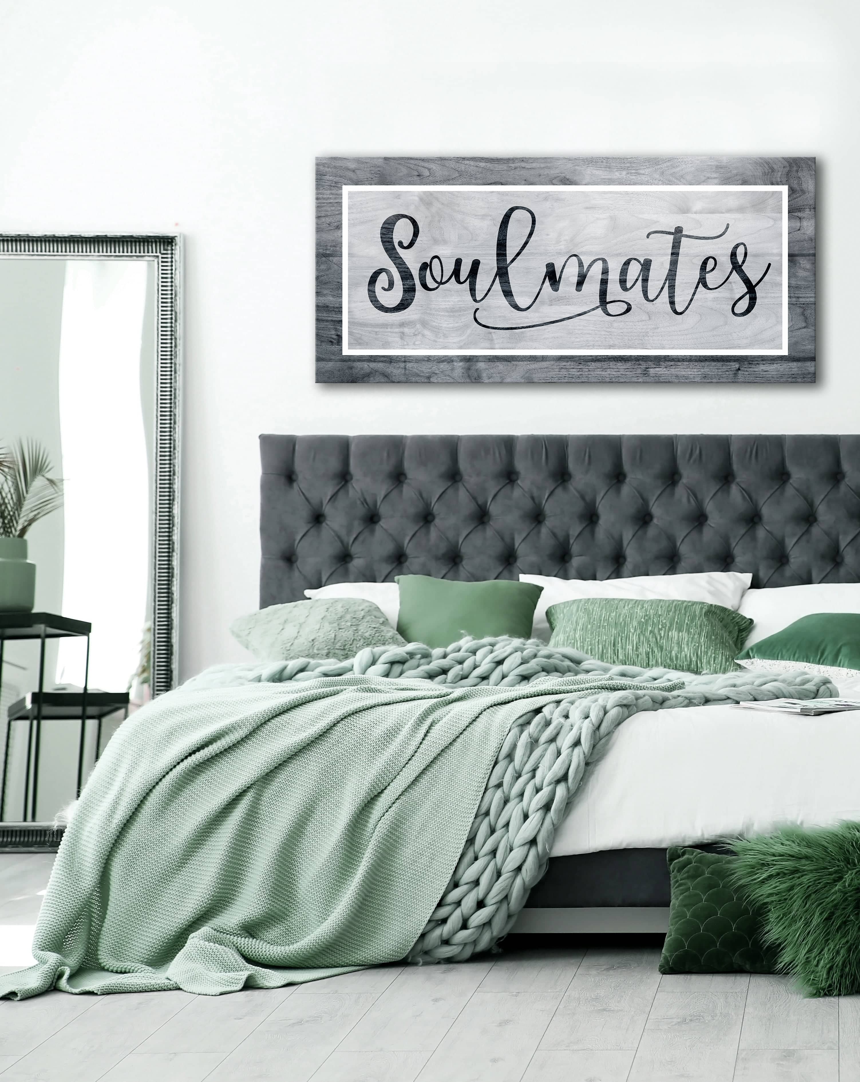 Hot Deal! Bedroom Wall Art - Soulmates V2 with Wood Frame, Ready To Hang