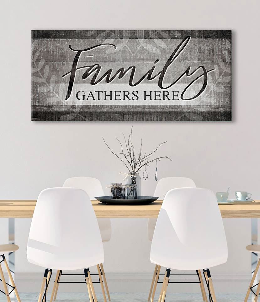 Exclusive Family Wall Art: Family Gathers Here V4 with Wood Frame, Ready to Hang - Buy 2 Save 20%
