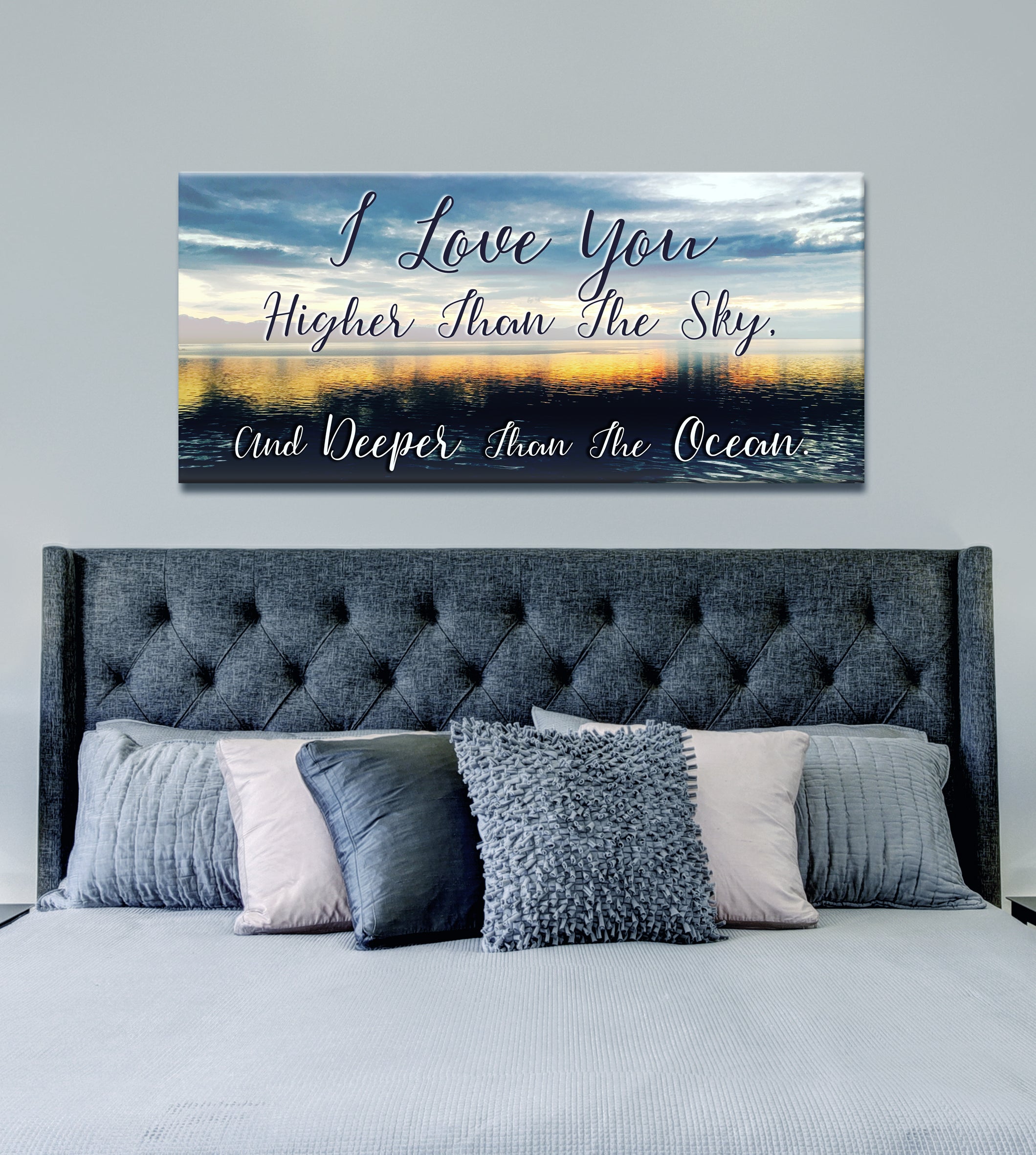 High - Quality Wood - Framed Couples Wall Art: 'I Love You Higher Than The Sky' Ready To Hang