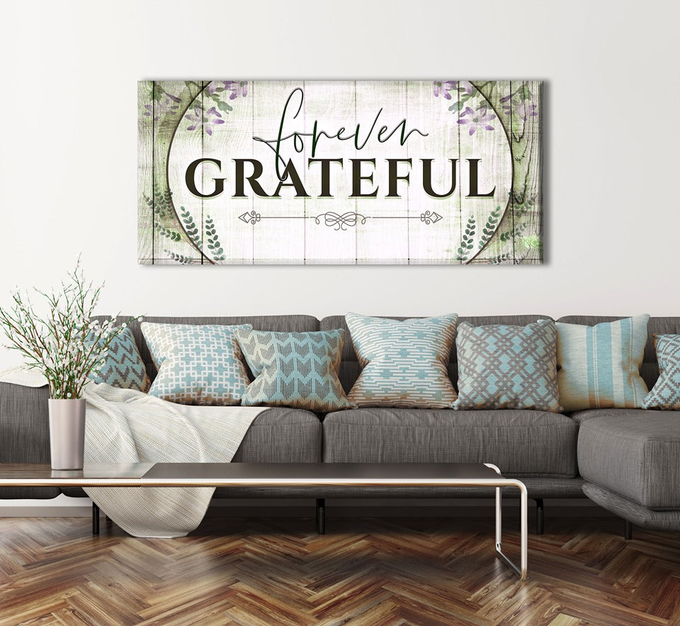 Hot! Forever Grateful Home Wall Art with Wood Frame, Ready to Hang