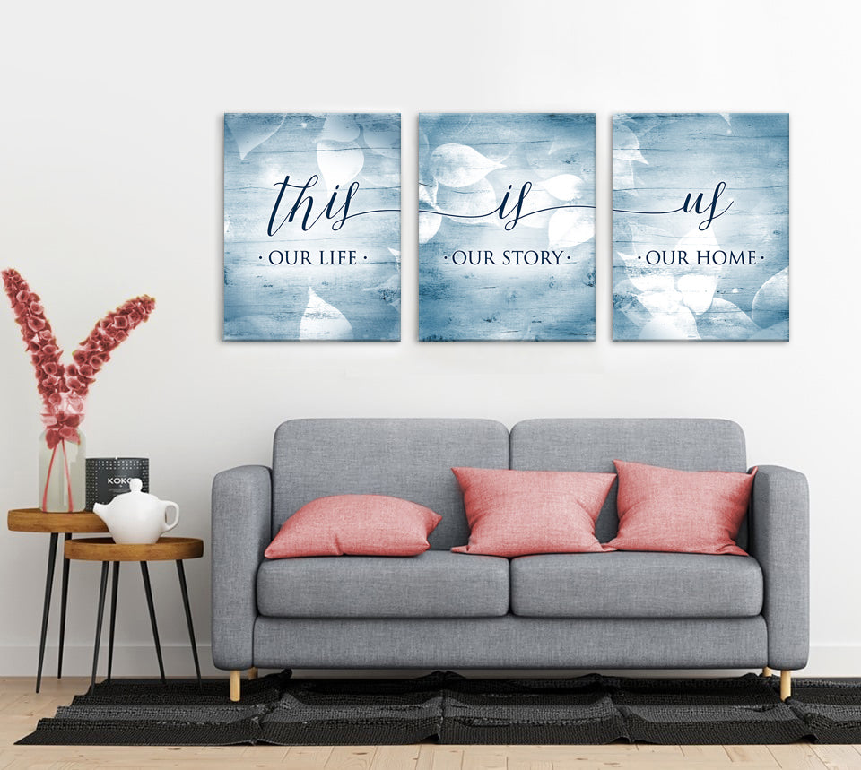 High - Quality Wood - Framed Couples Wall Art Set of 3, Ready To Hang