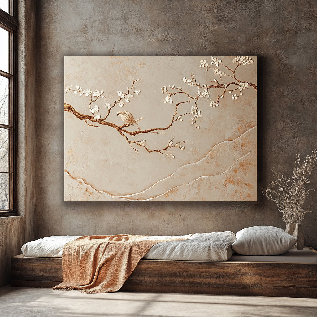 Exclusive! Tranquil Floral Wall Art with Bird