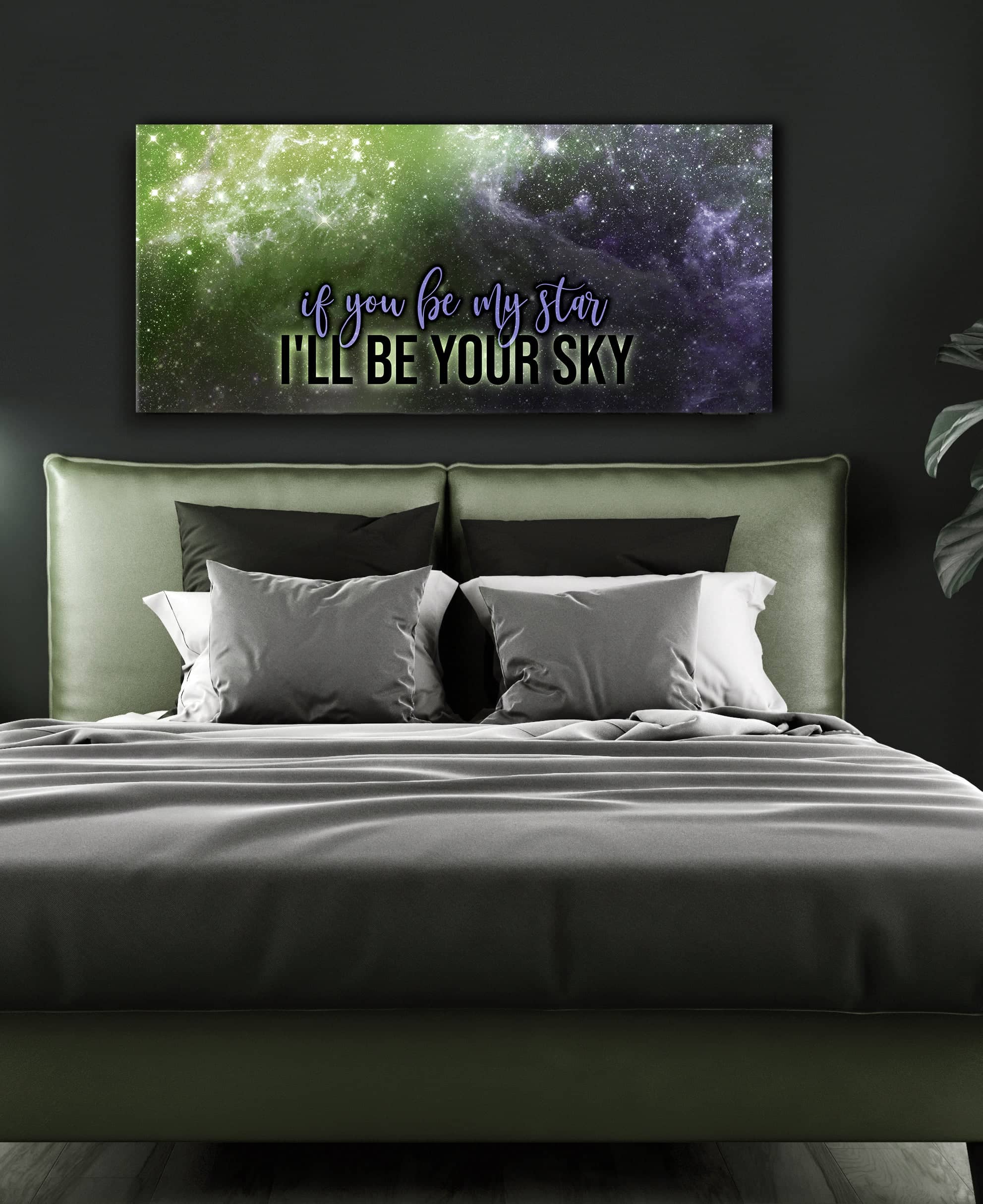 Exclusive Offer! Bedroom Wall Art - 'If You Be My Star, I'll Be Your Sky' (Wood Frame, Ready To Hang)