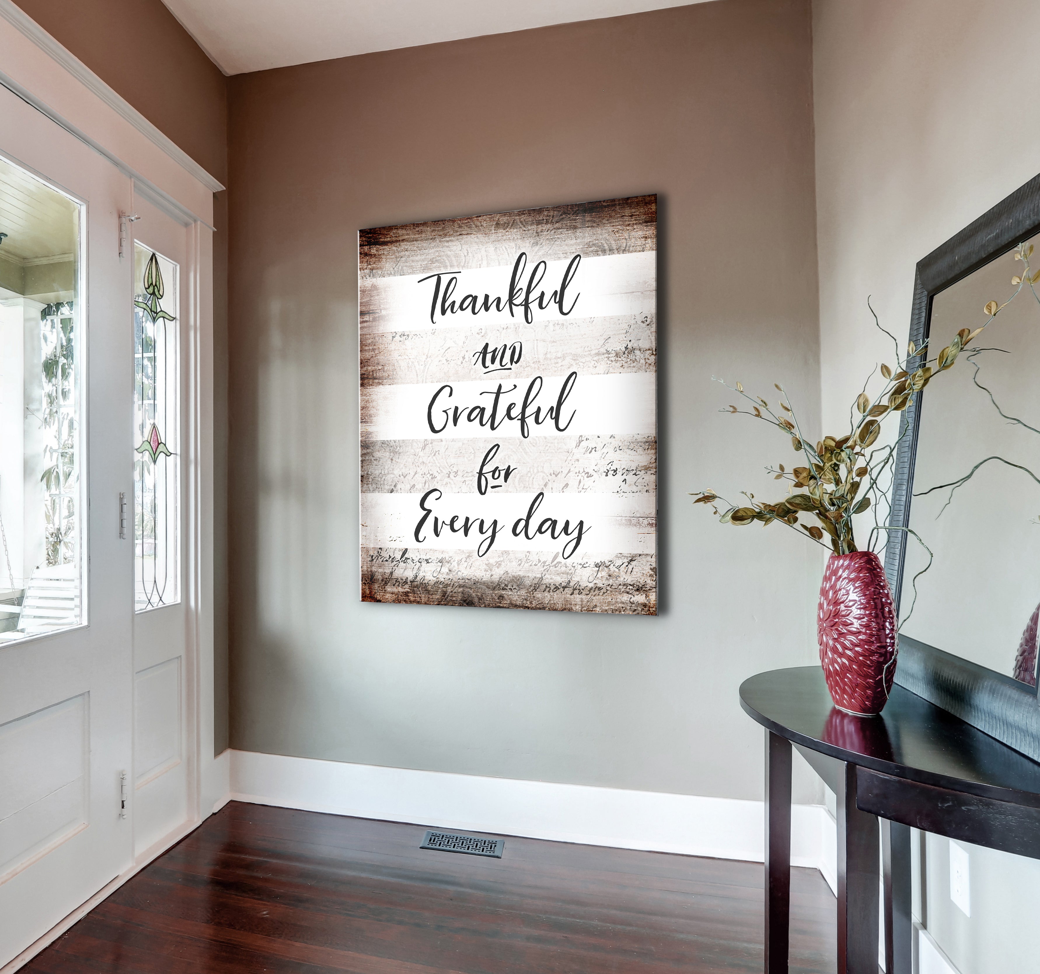 Christian Wall Art: Thankful & Grateful V2 (Wood Frame, Ready To Hang) - Buy 2, Save 20%
