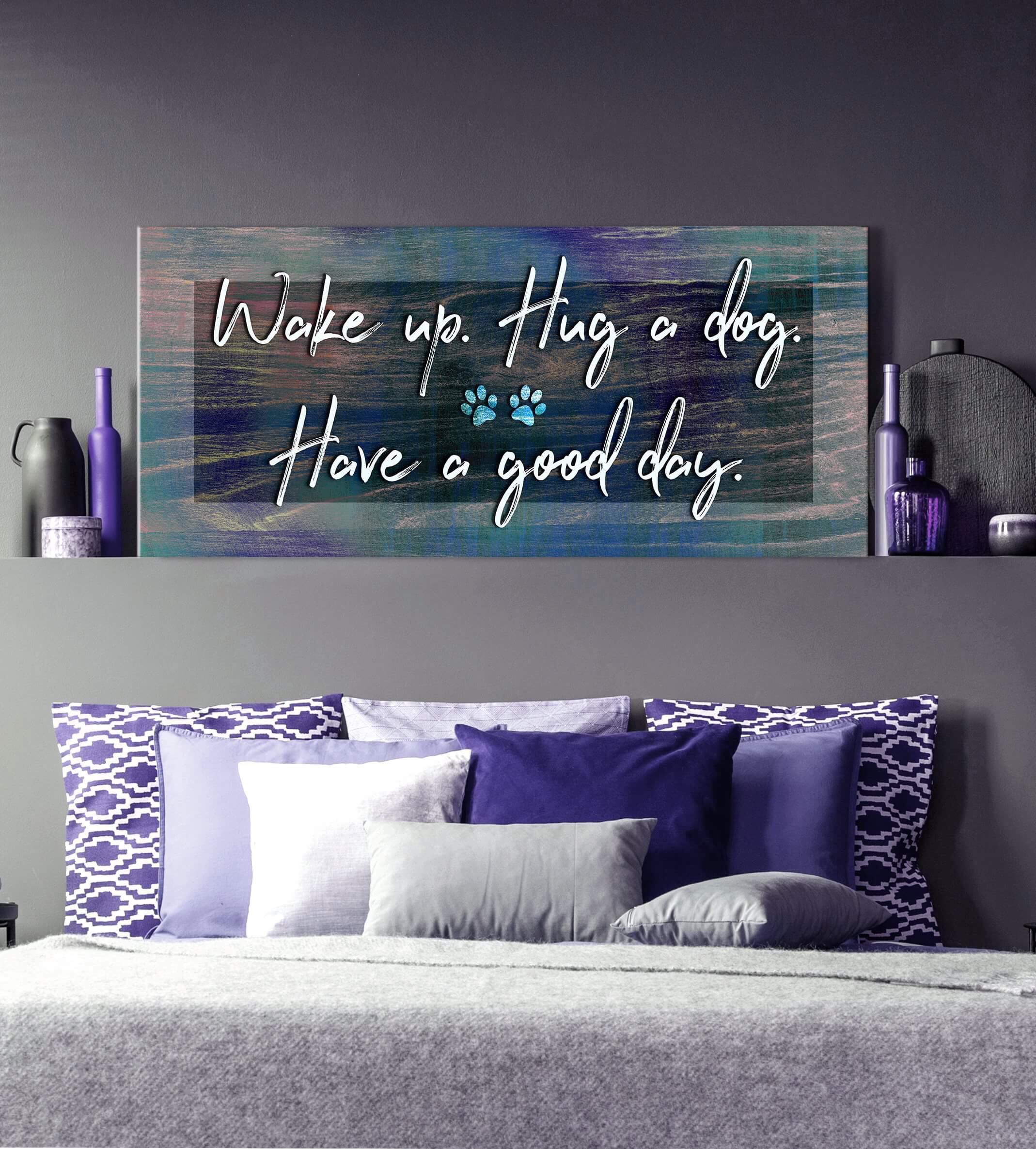 Limited-Time Offer! High-Quality Pet Wall Art - Hug A Dog, Have A Good Day (Wood Frame, Ready To Hang)