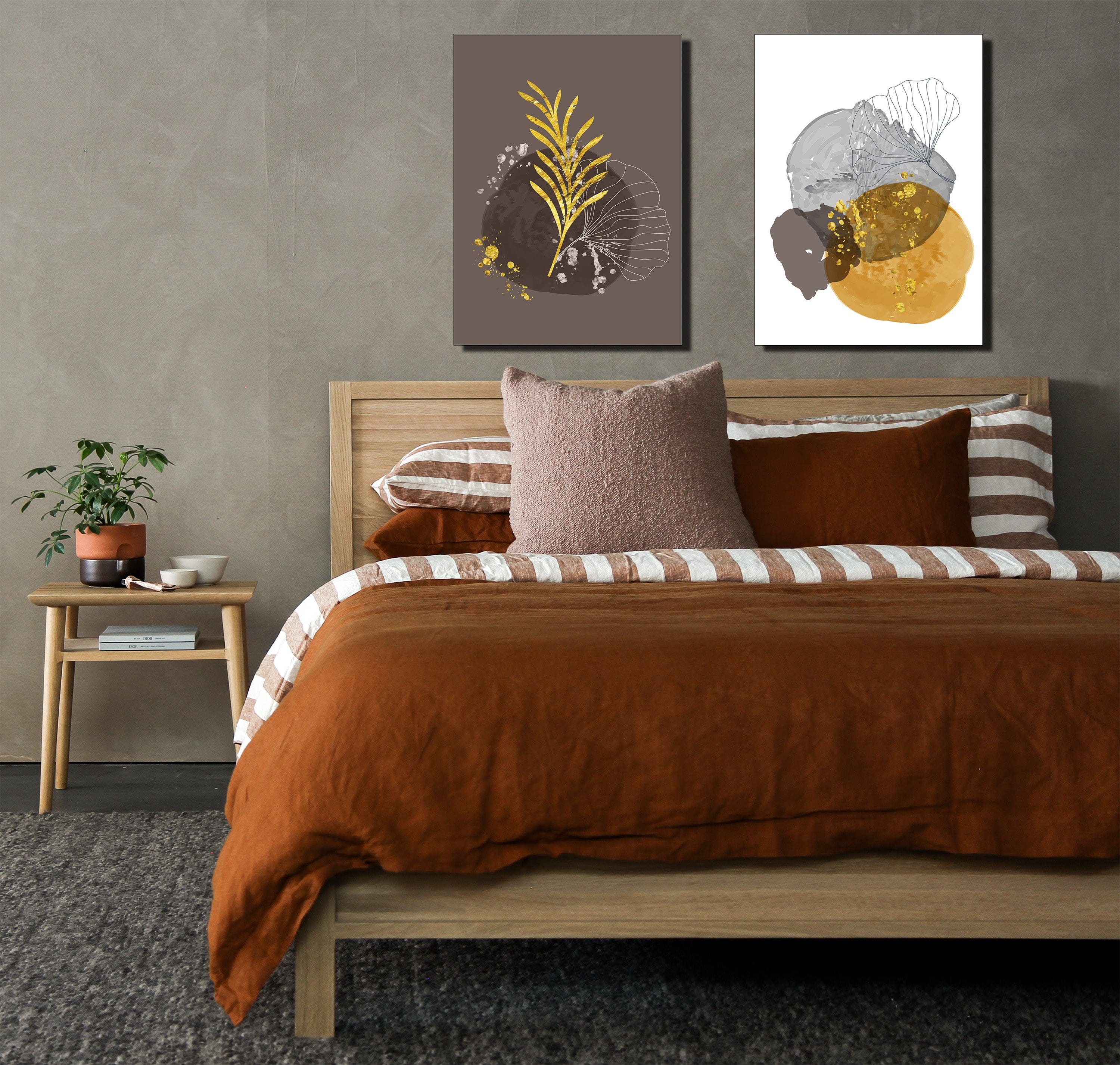 Boho Leaf Abstract Wall Art: Wood Frame, Ready To Hang - Buy 2, Save 20%