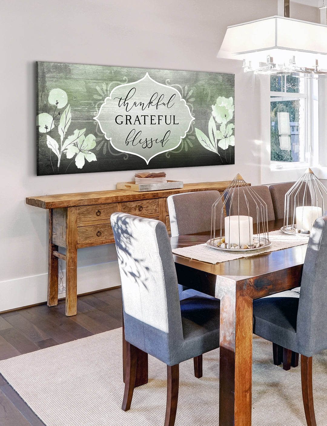 Christian Wall Decor: Thankful Grateful Blessed V12 Wood Framed Wall Art - Ready To Hang, Buy 2 Save 20%