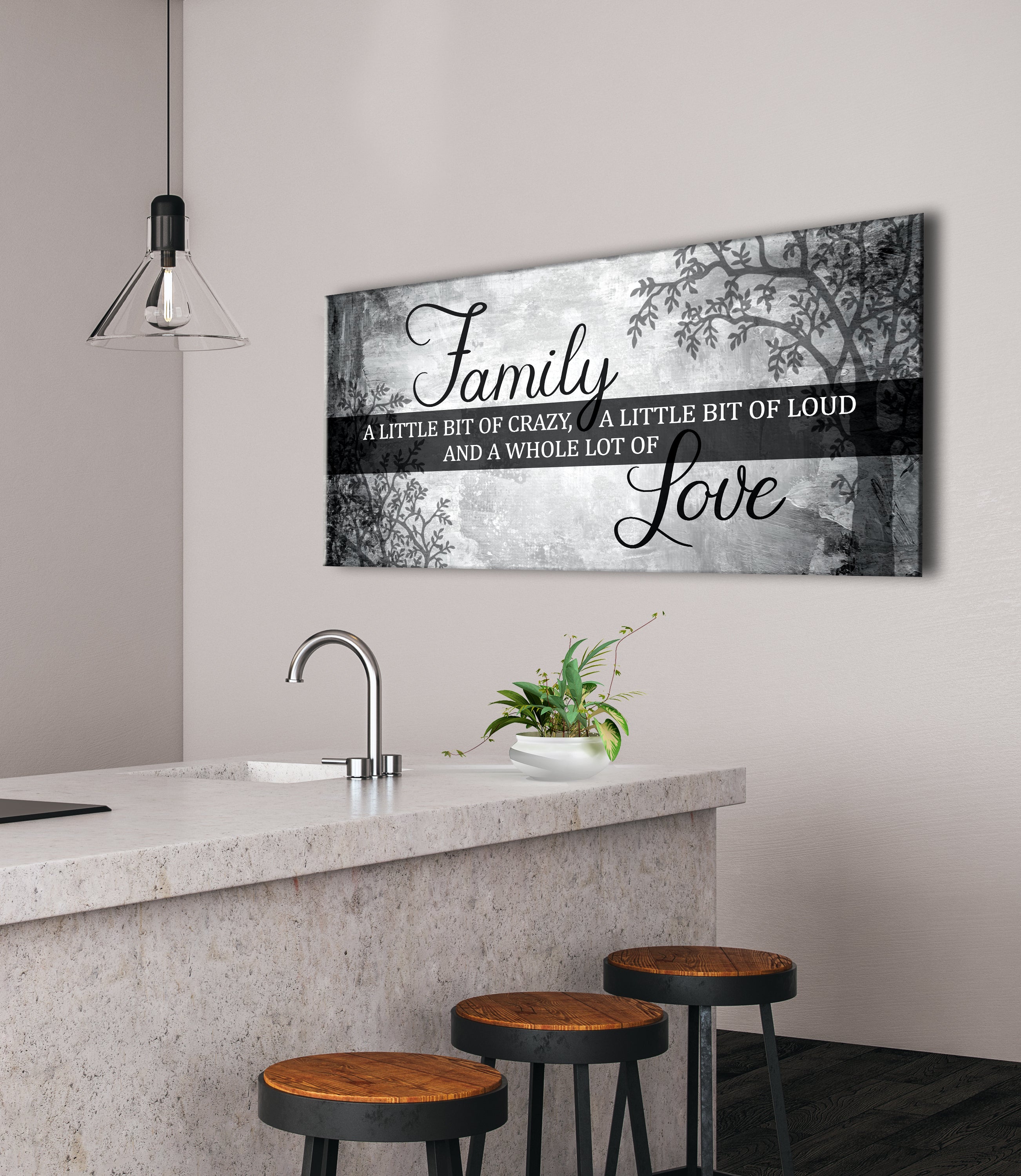 Exclusive Family Wall Art: Crazy Family Design V7 with Wood Frame, Ready to Hang - Buy 2 Save 20%