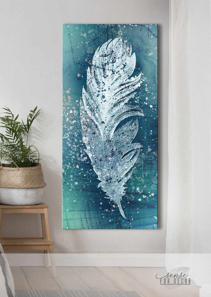 Boho Big Feather Wall Art (Wood Frame, Ready To Hang) - 20% Off on 2+