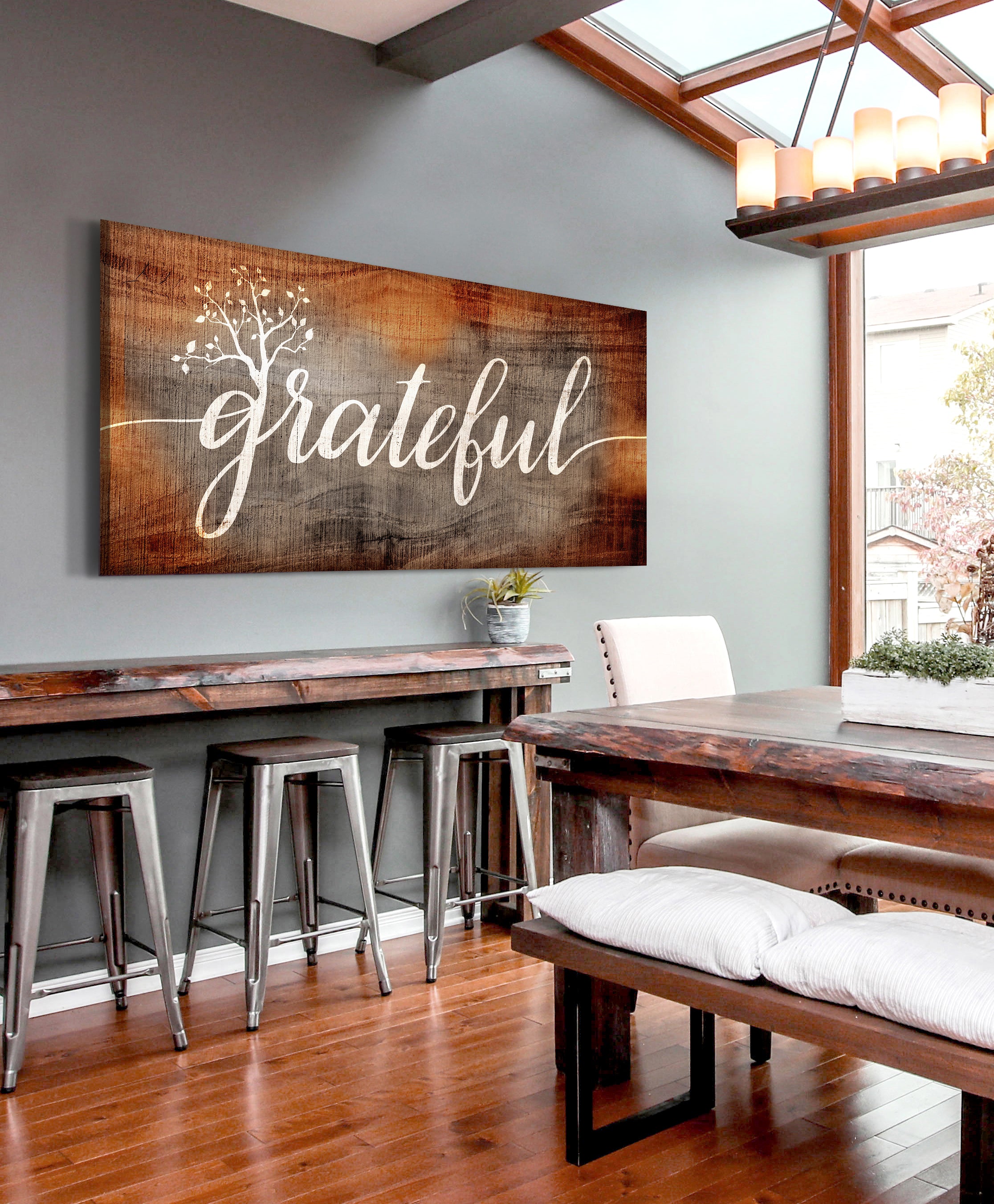 High - Quality Christian Grateful Word Sign with Wood Frame, Ready to Hang