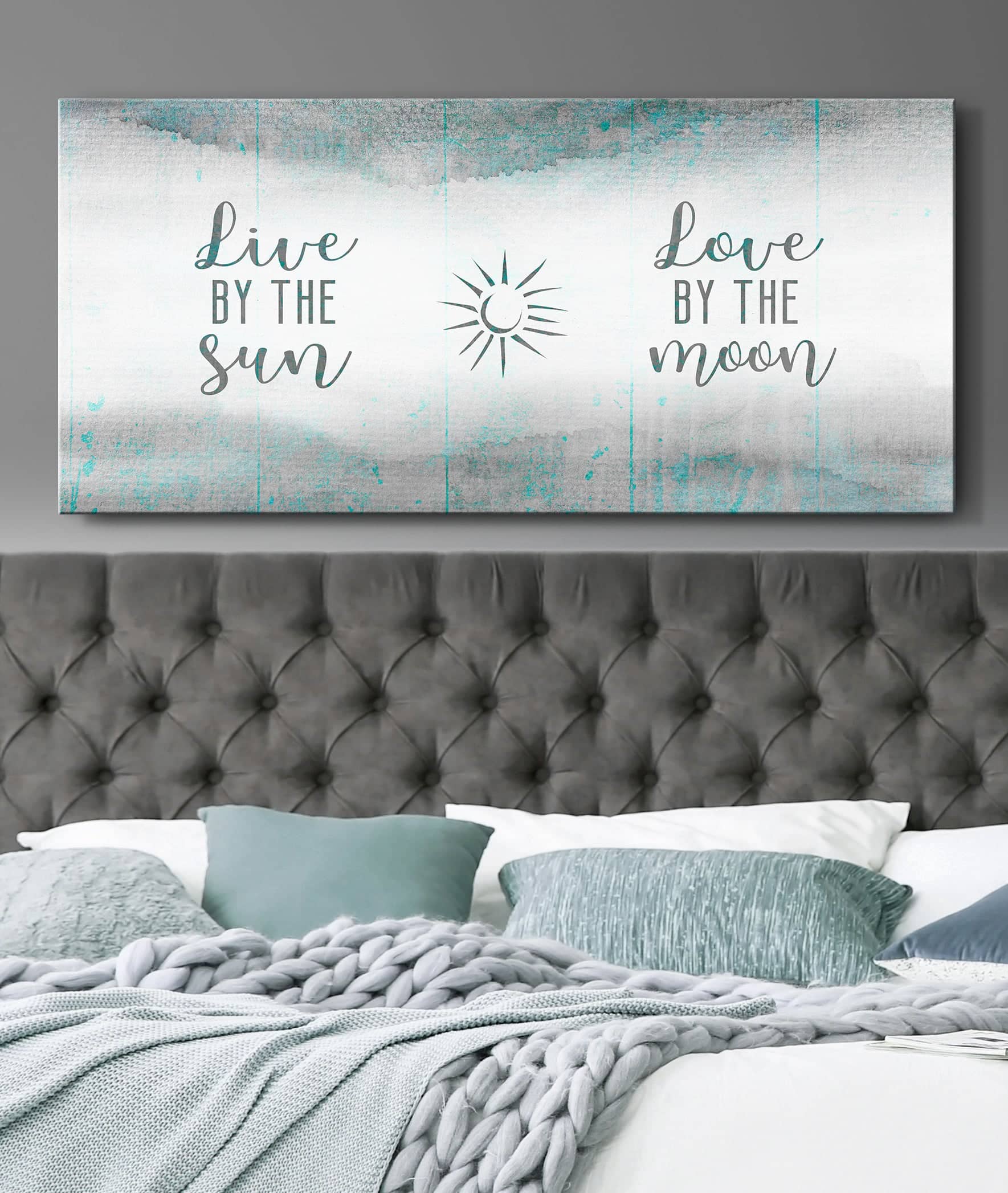Hot Deal! Bedroom Wall Art - Live By The Sun Love By The Moon V4 (Wood Frame, Ready To Hang)